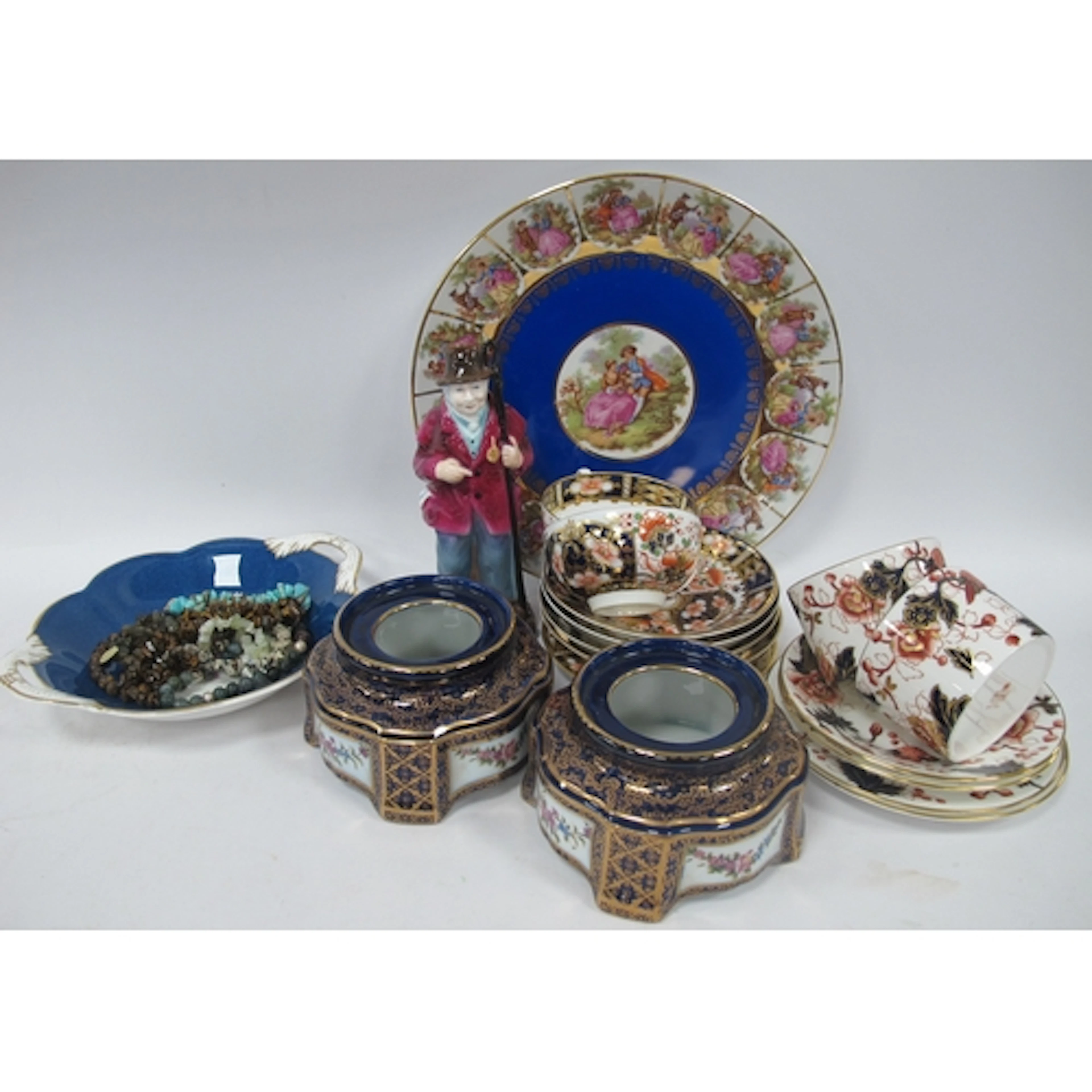 Imari Teaware, Coalport figure, Dresden plate, pair of vases...