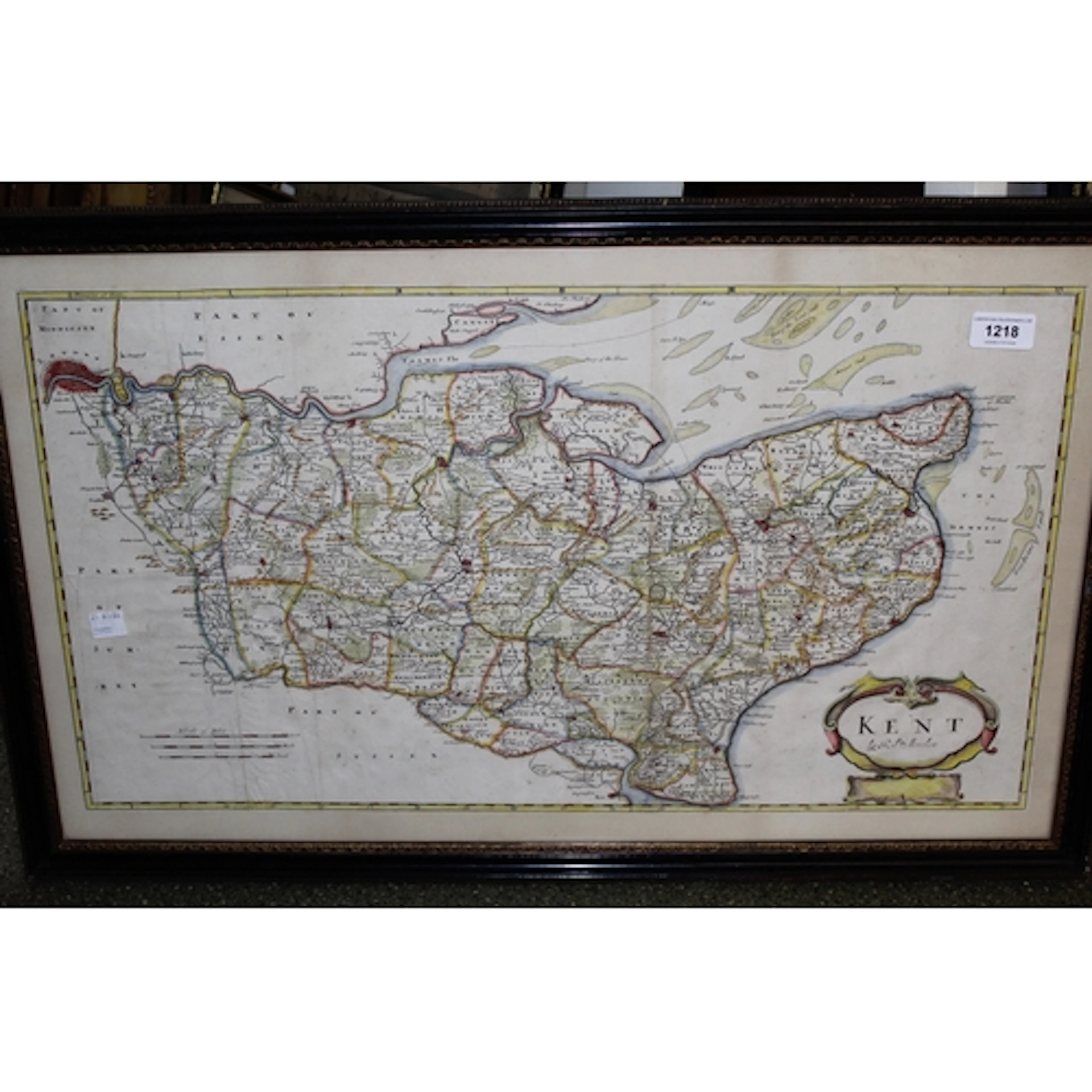 Robert Morden, antique hand coloured map of Kent, together w...