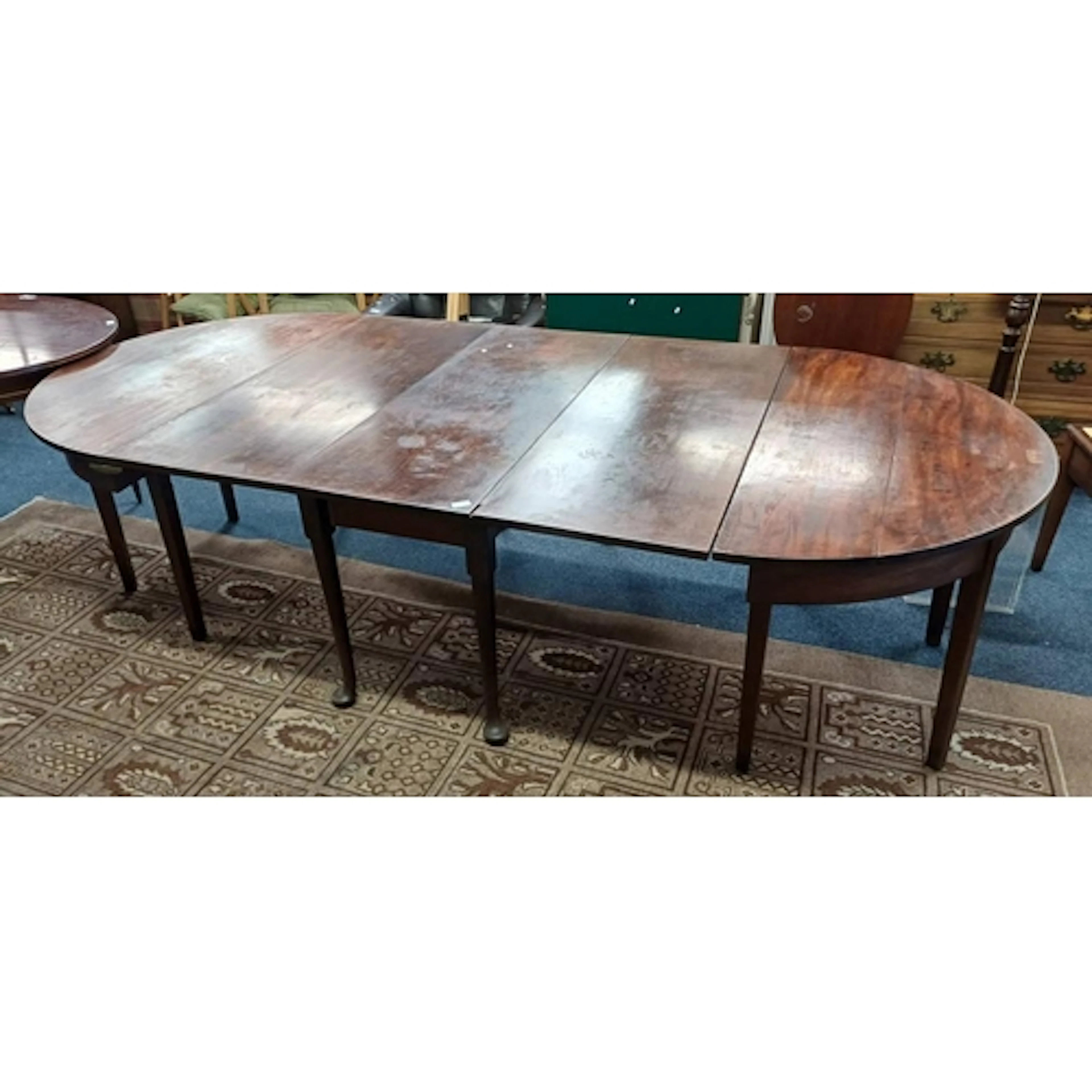 19TH CENTURY MAHOGANY EXTENDING DINING TABLE OF 3 PARTS WITH...