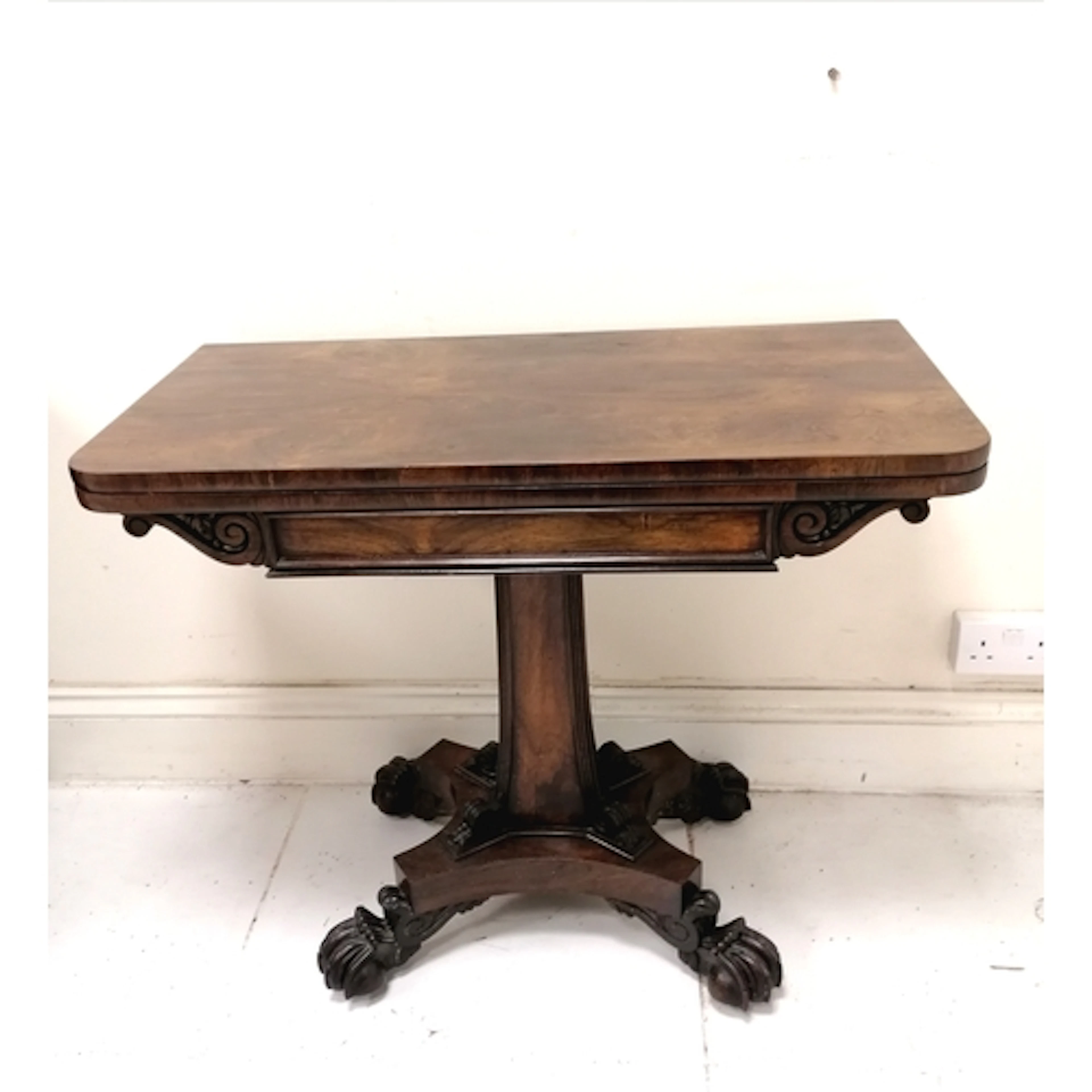 Antique Regency rosewood fold over card table by M Wilson (s...