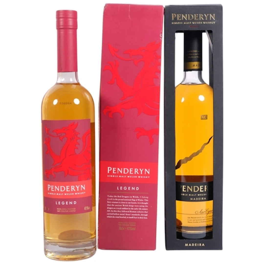 2 bottles of Penderyn Single Malt Welsh Whisky, boxed