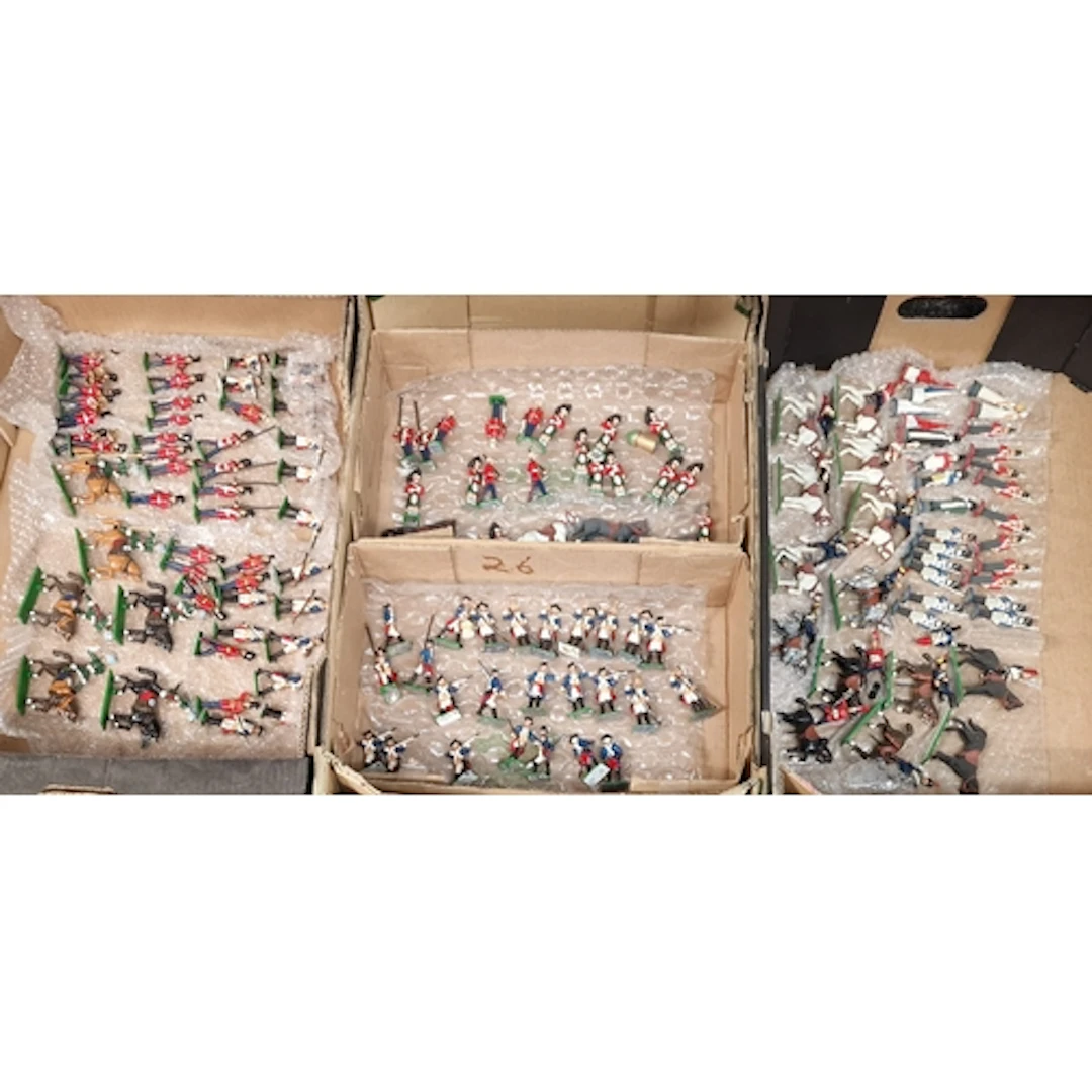 Three boxes of vintage hand-painted white metal Napoleonic m...