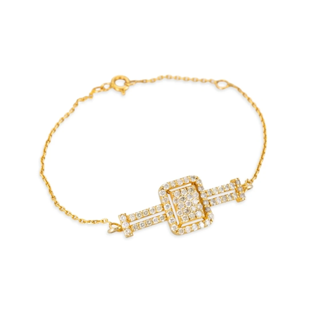 A DIAMOND BRACELET, set to the centre with pavé diamond pane...