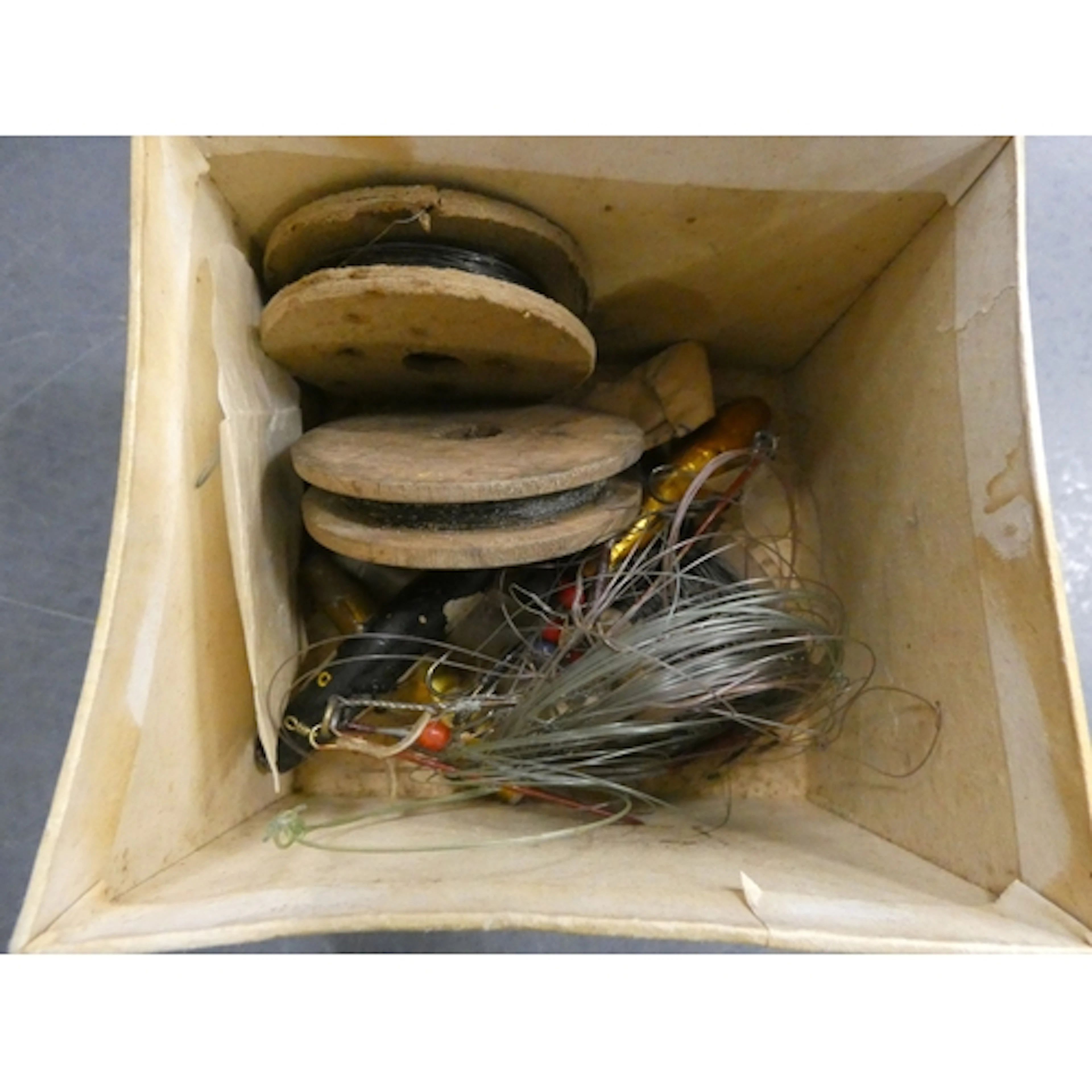 Box of fishing reels and accessories to include Hardy spool,...
