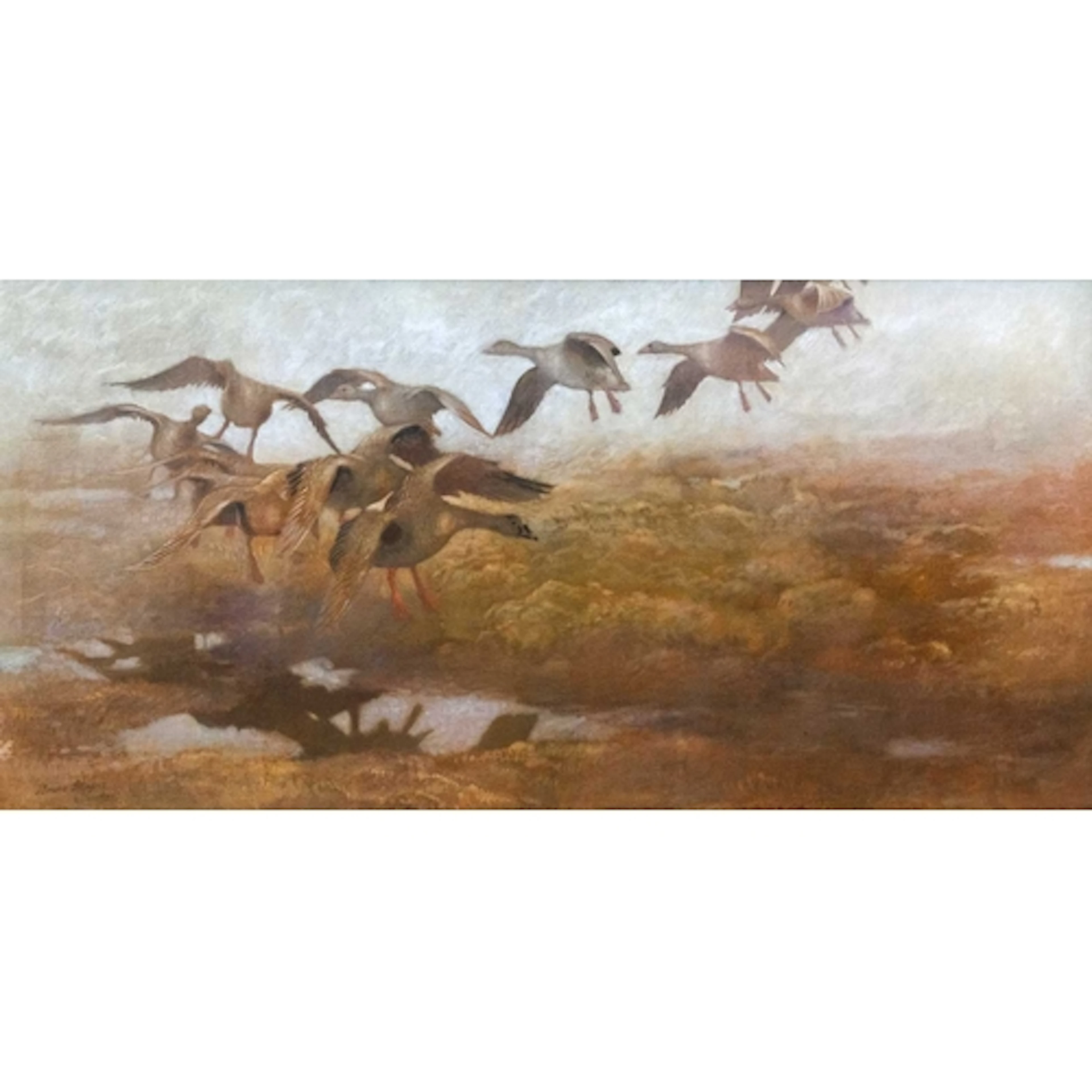 After Bruno LILJEFORS (1860-1939) Geese in Flight Oil on can...
