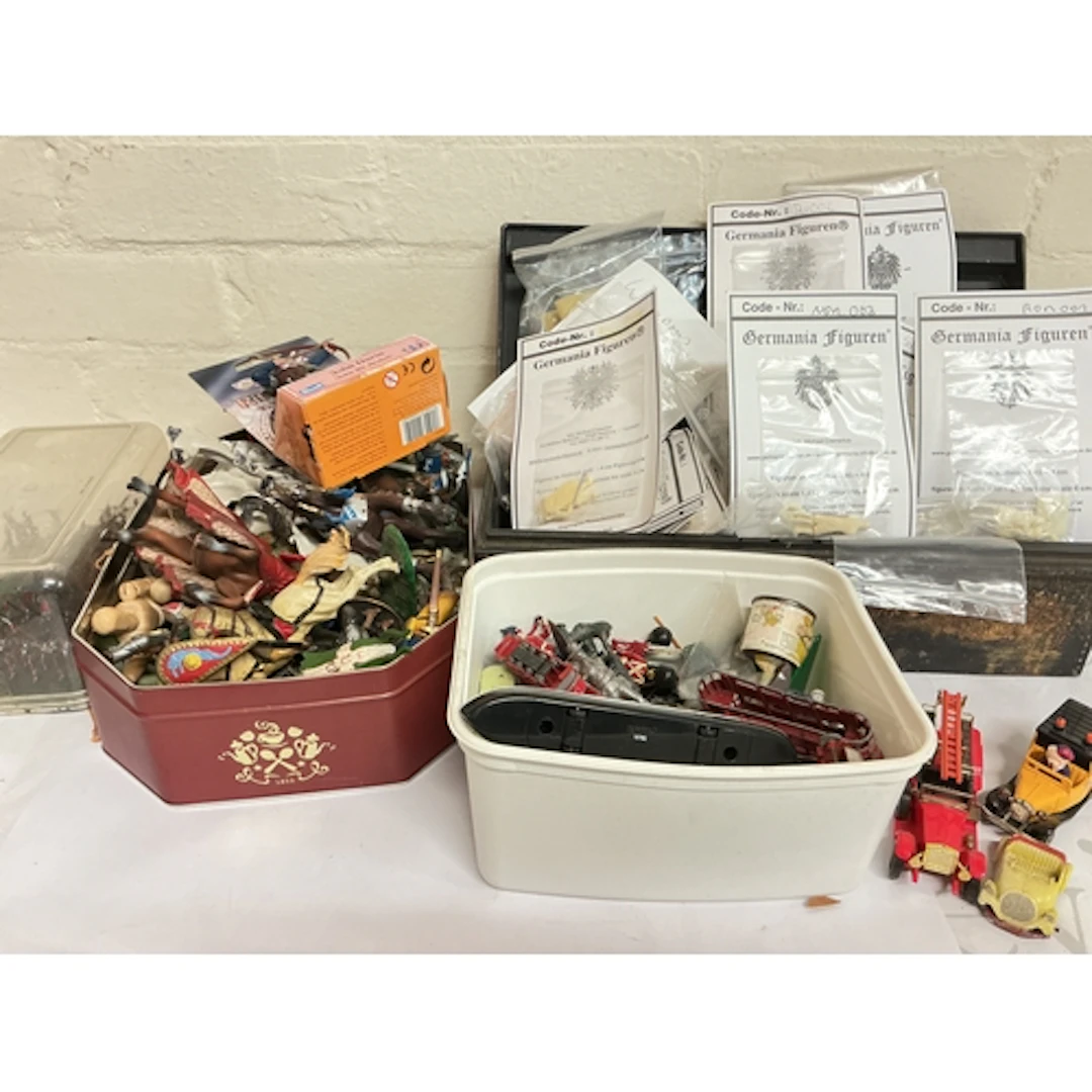 A Box Containing Germanic Figure Kits, plastic And Led Toy S...