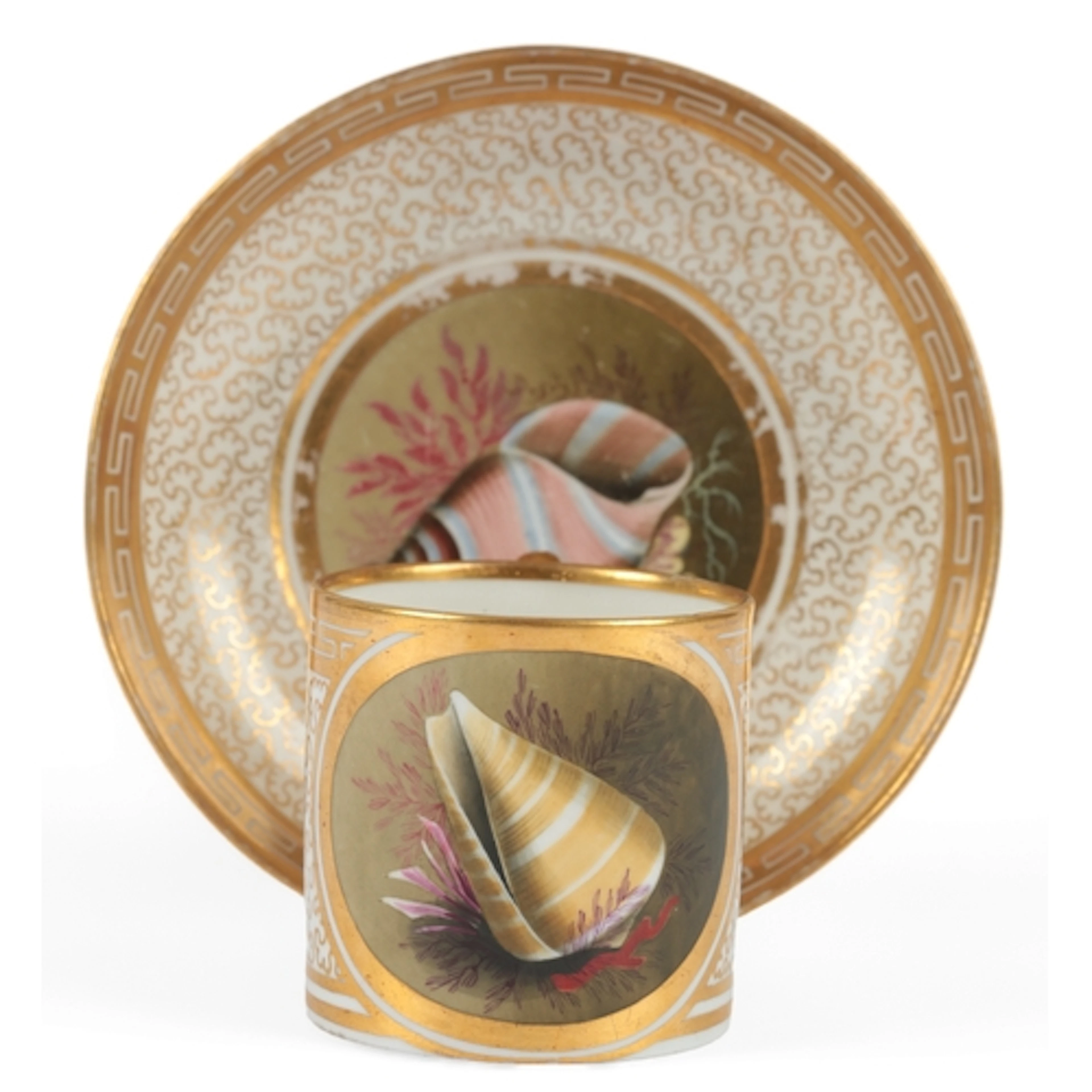 A Barr, Flight and Barr Worcester shell-painted coffee can a...