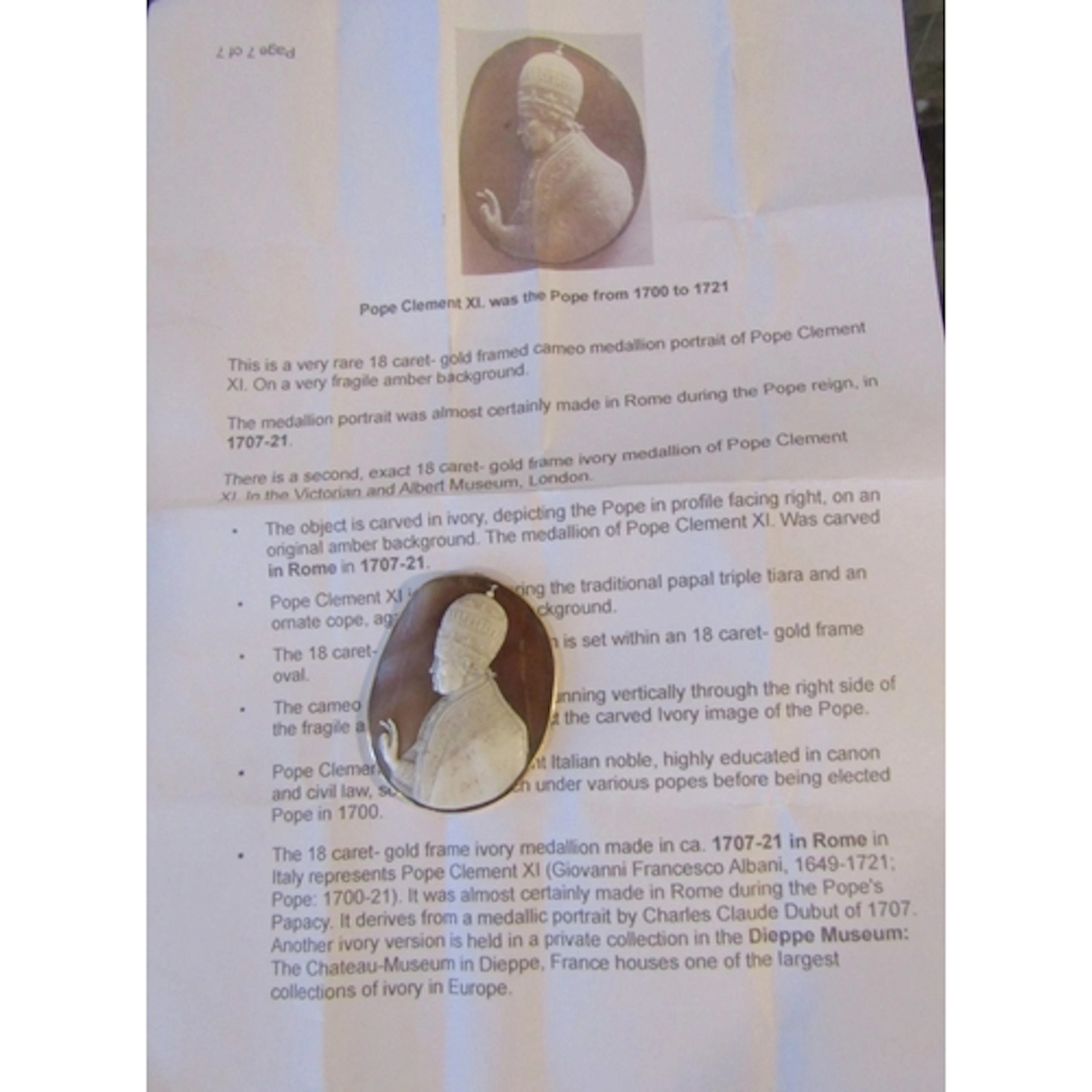 Rare Antique Eighteen Carat Gold Bound Cameo Medallion Portr...