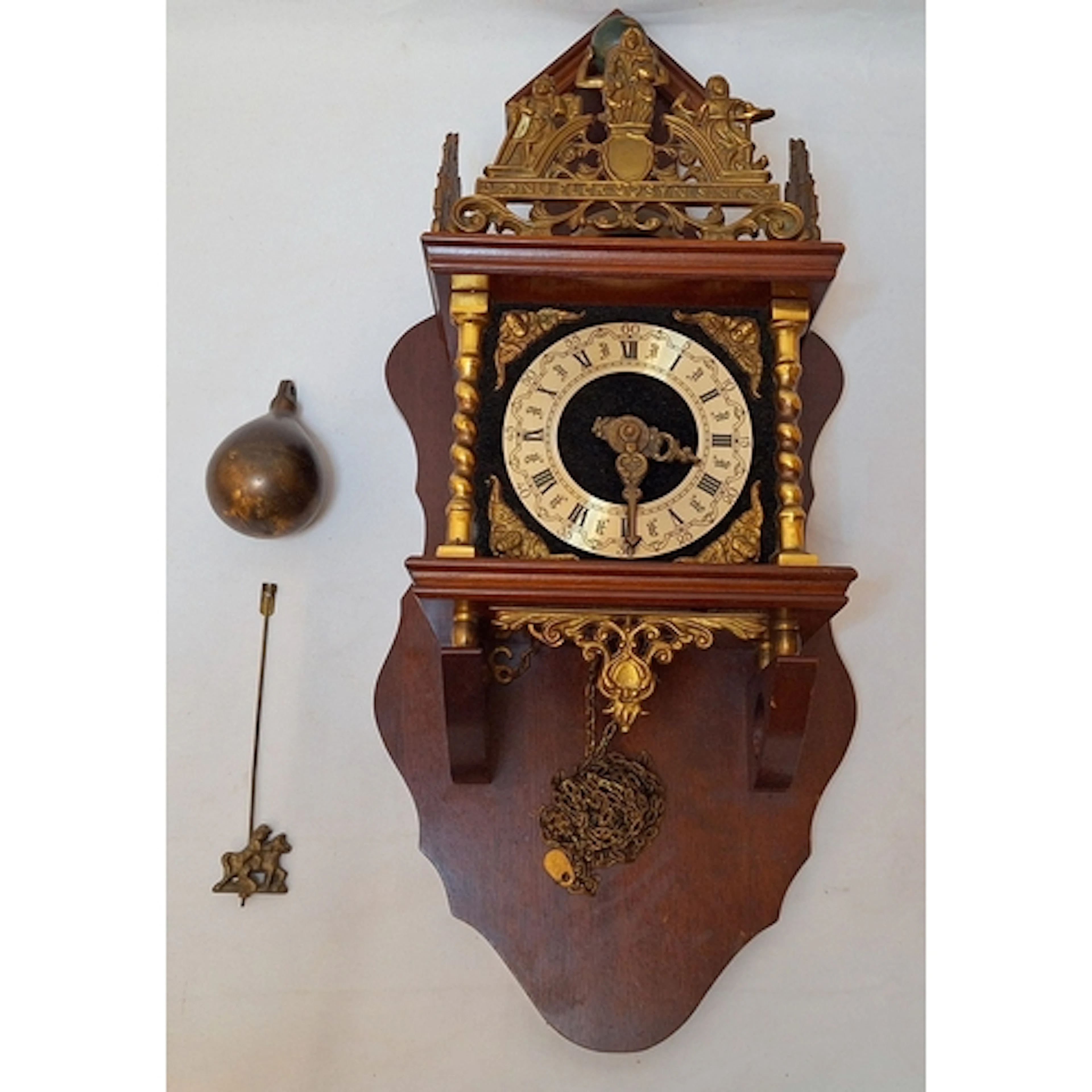 Reproduction Dutch Atlas Clock with pear shaped weights, sur...