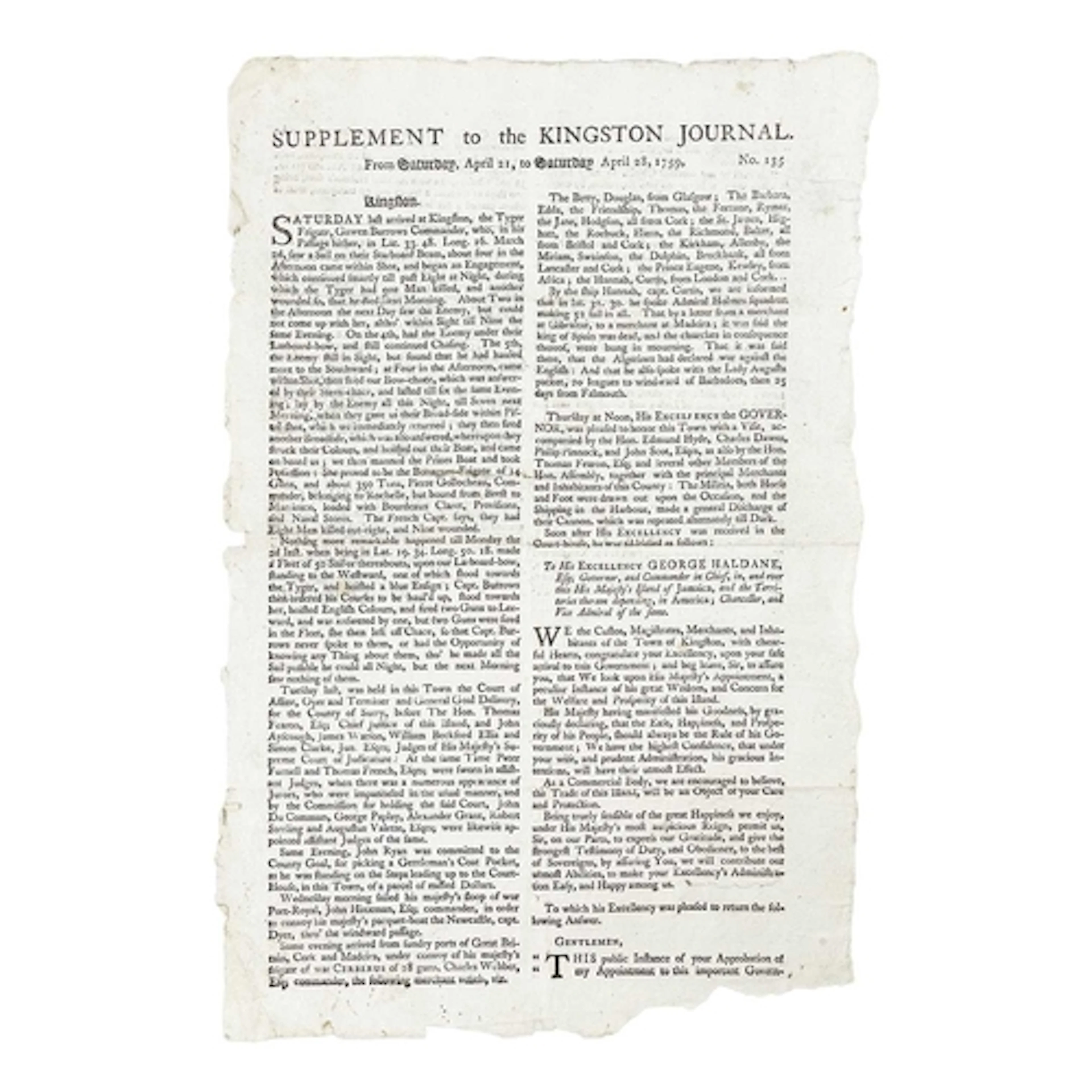 (Jamaica and Slavery) Supplement to the Kingston Journal. Fr...