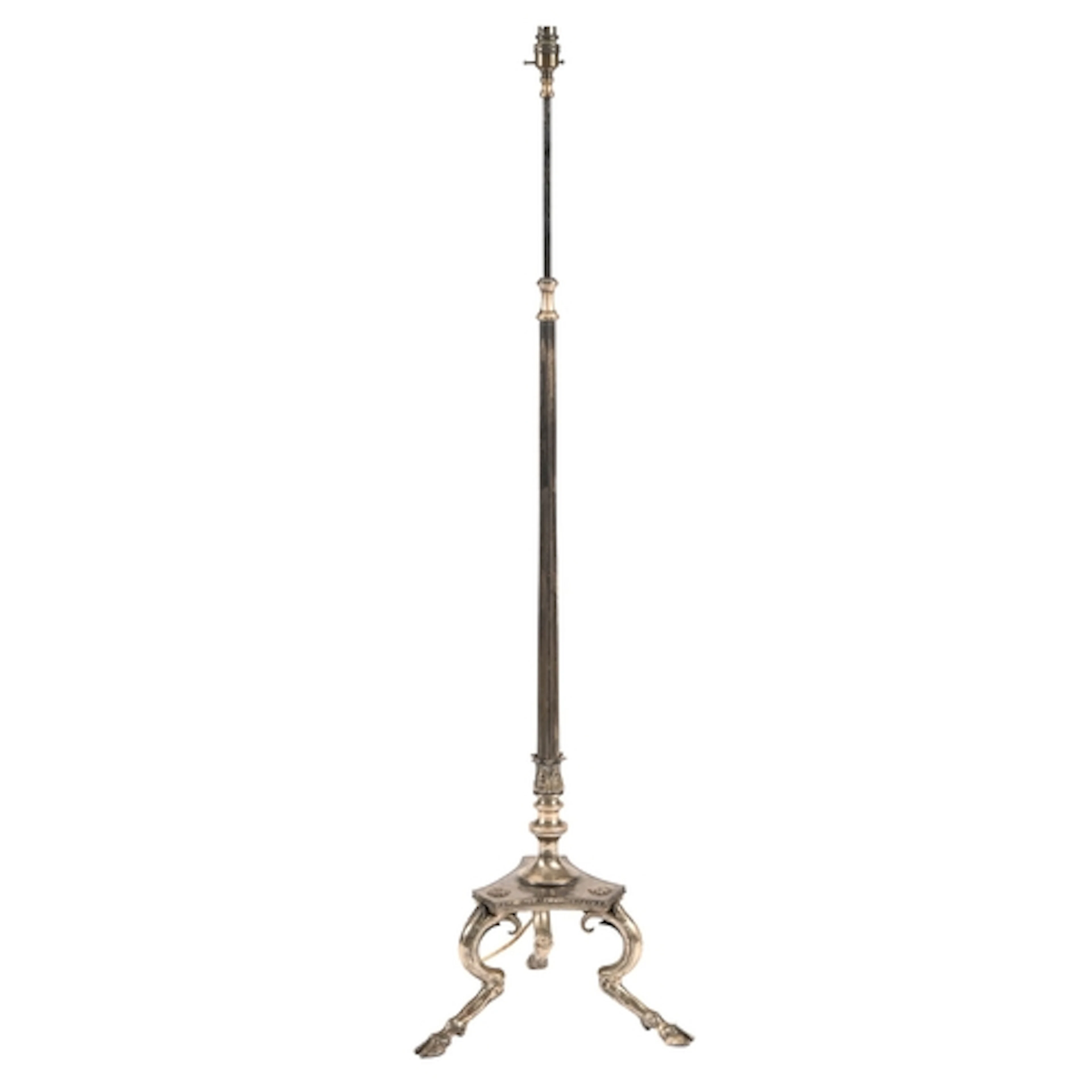 A Victorian silver plated telescopic standard lamp, the trip...