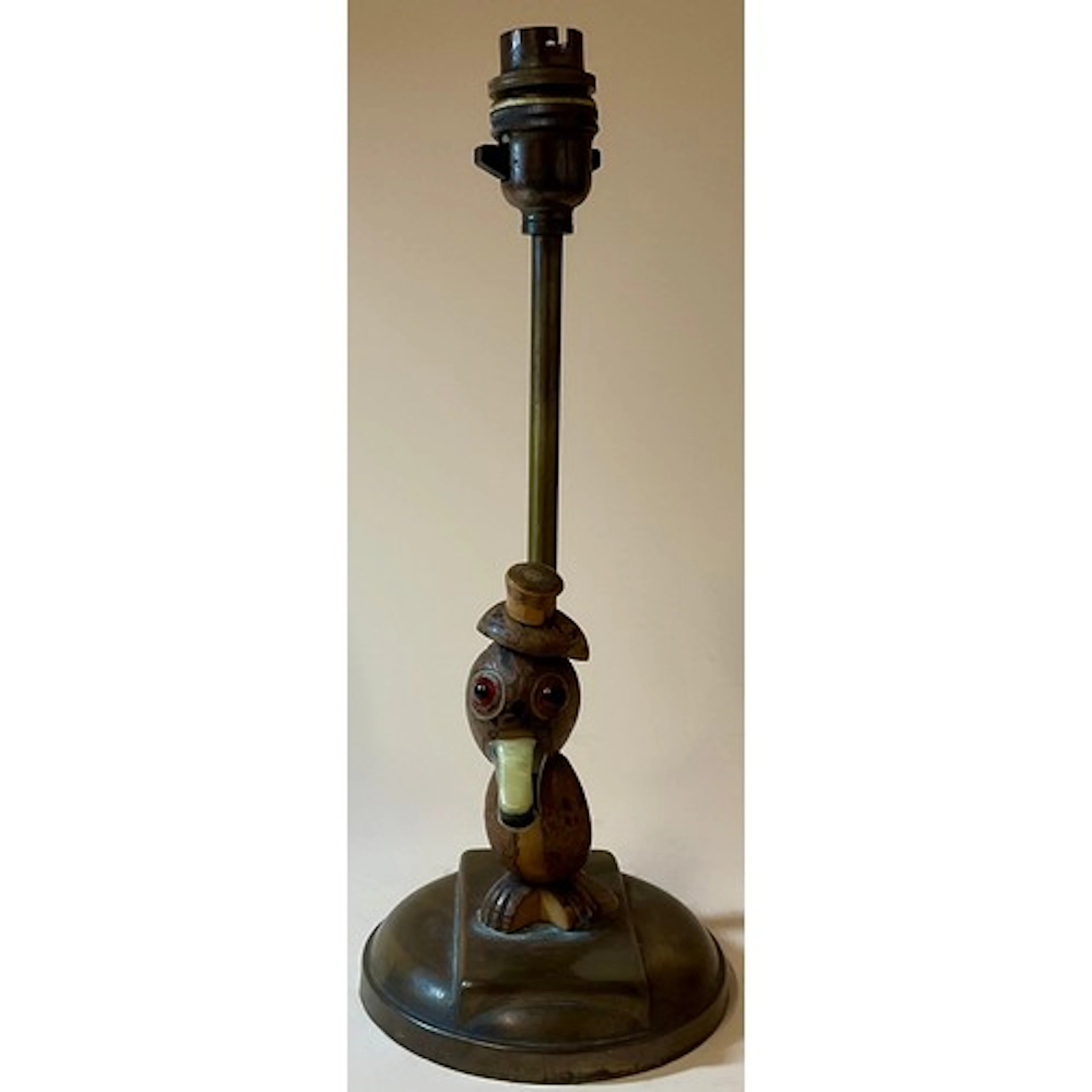 An Art Deco period novelty YZ type nut bird table lamp, poss...