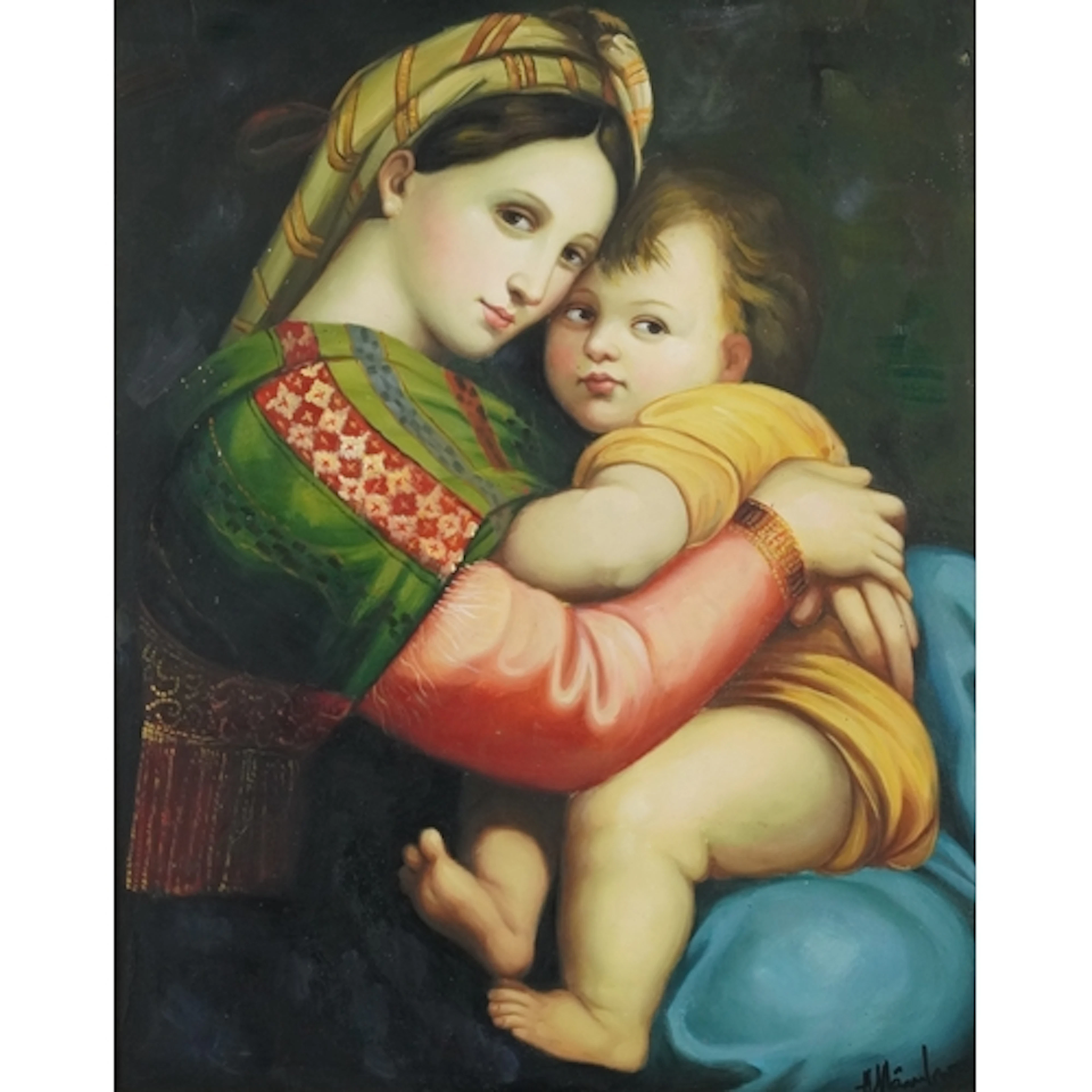After Raphael - Madonna della Sedia, 20th century oil on boa...