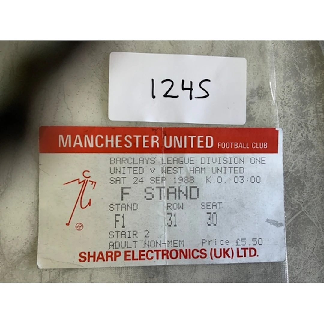88/89 Manchester United v West Ham Football Ticket: League m...