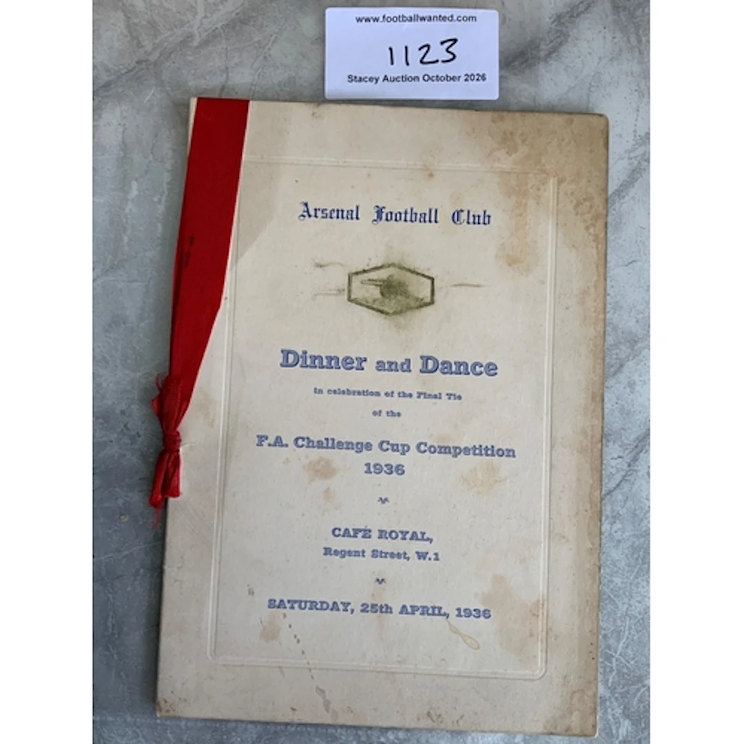 Arsenal 1936 FA Cup Final Football Menu: Held in London the ...
