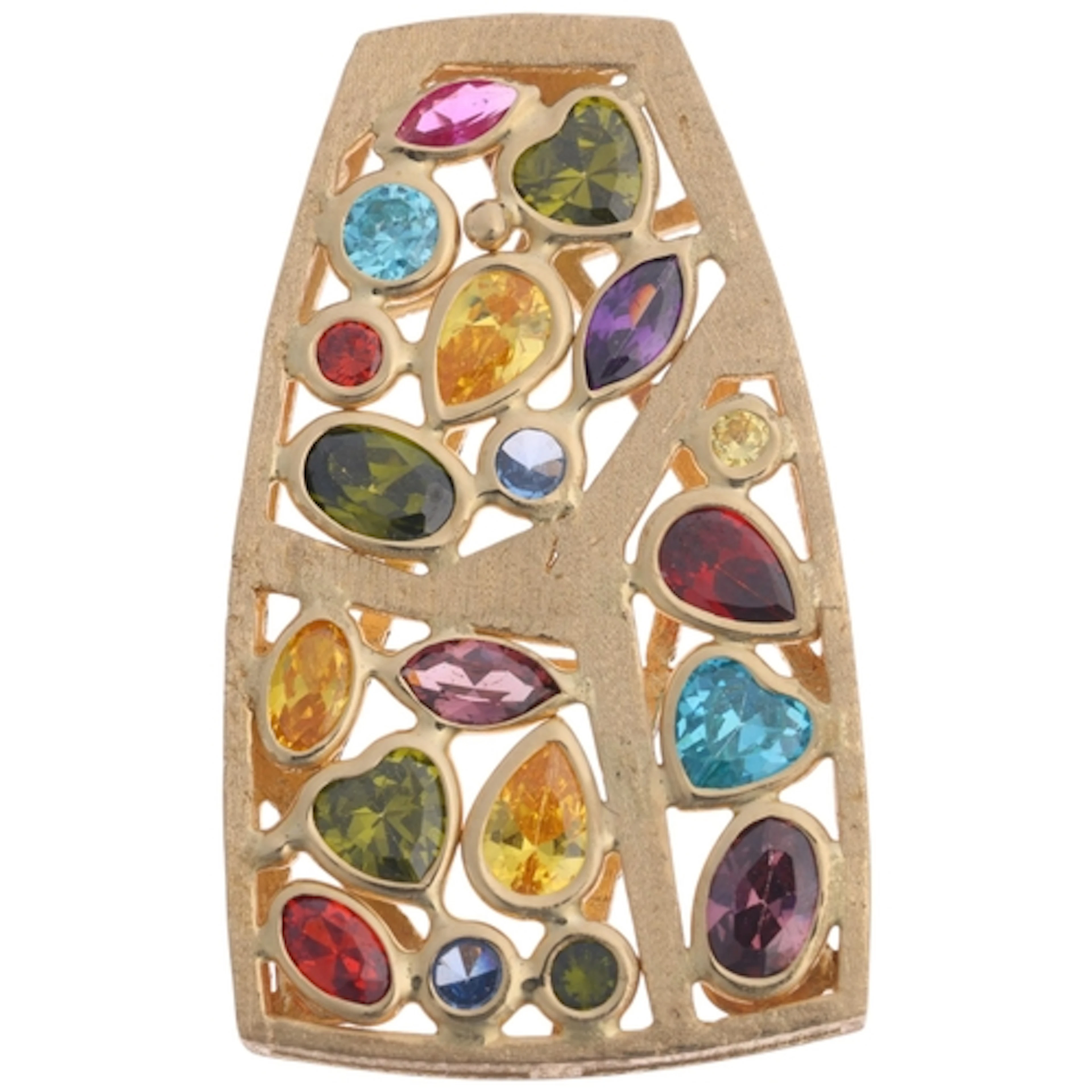 A 14ct gold gem set abstract pendant, Mosaico, rounded recta...