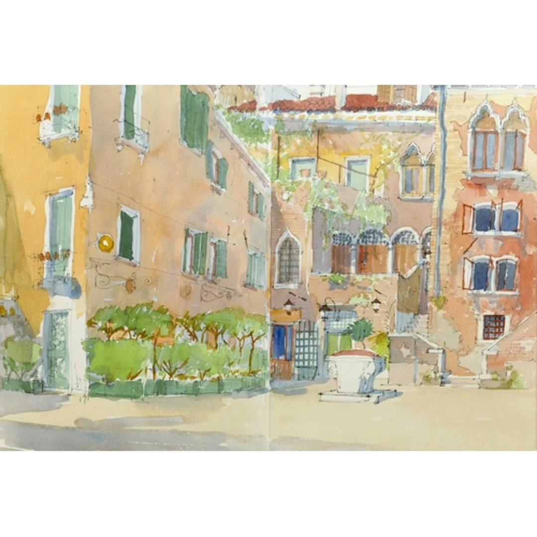 § John MILLER (1931-2002) A Square in Venice Watercolour, s...