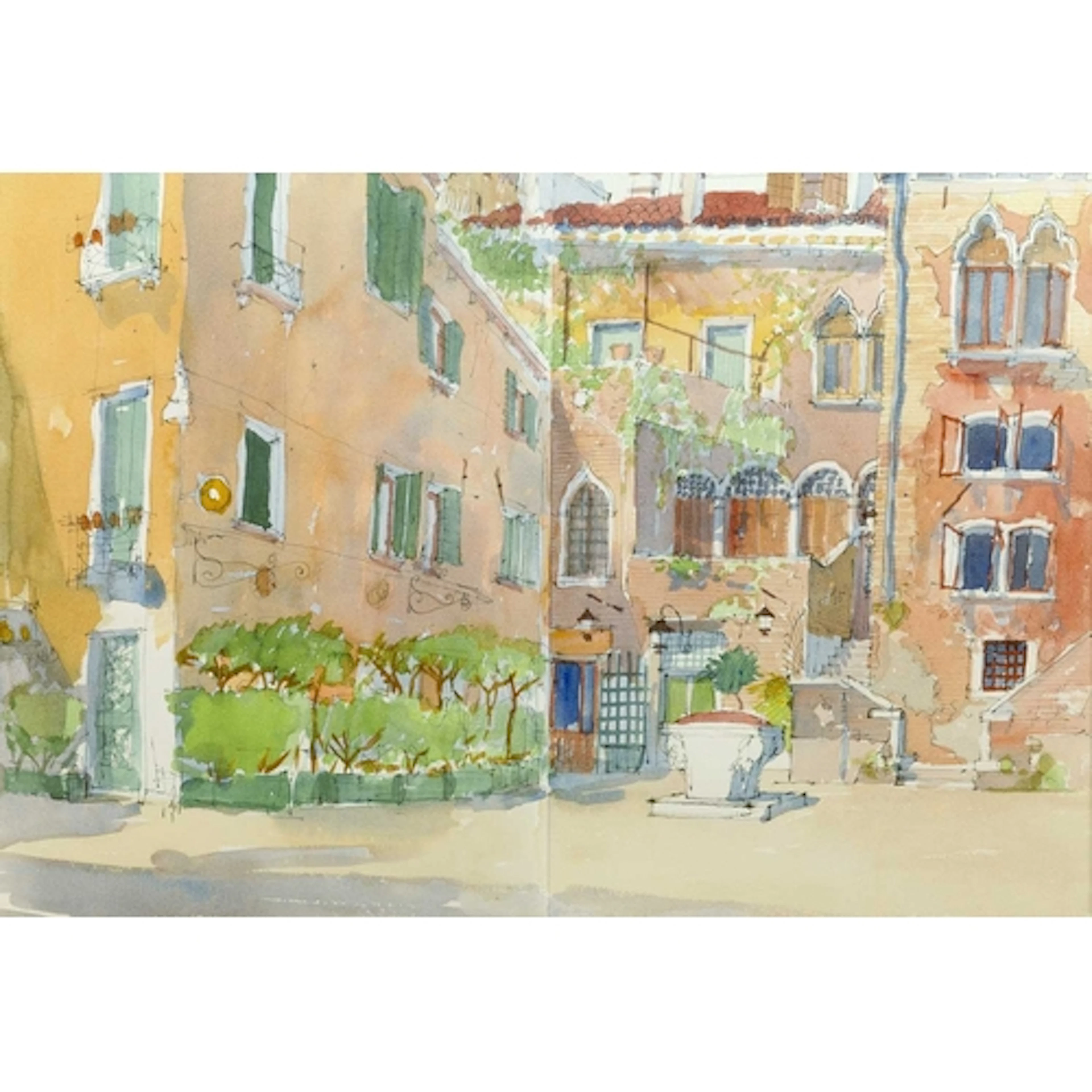 § John MILLER (1931-2002) A Square in Venice Watercolour, s...
