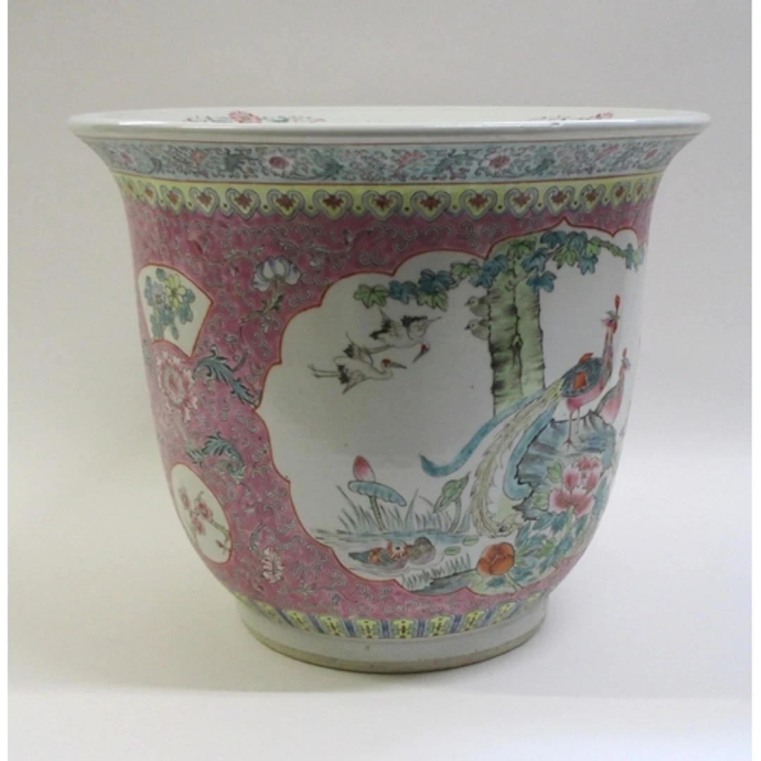 20th Century Chinese famille rose fishbowl jardinière, 30cm ...