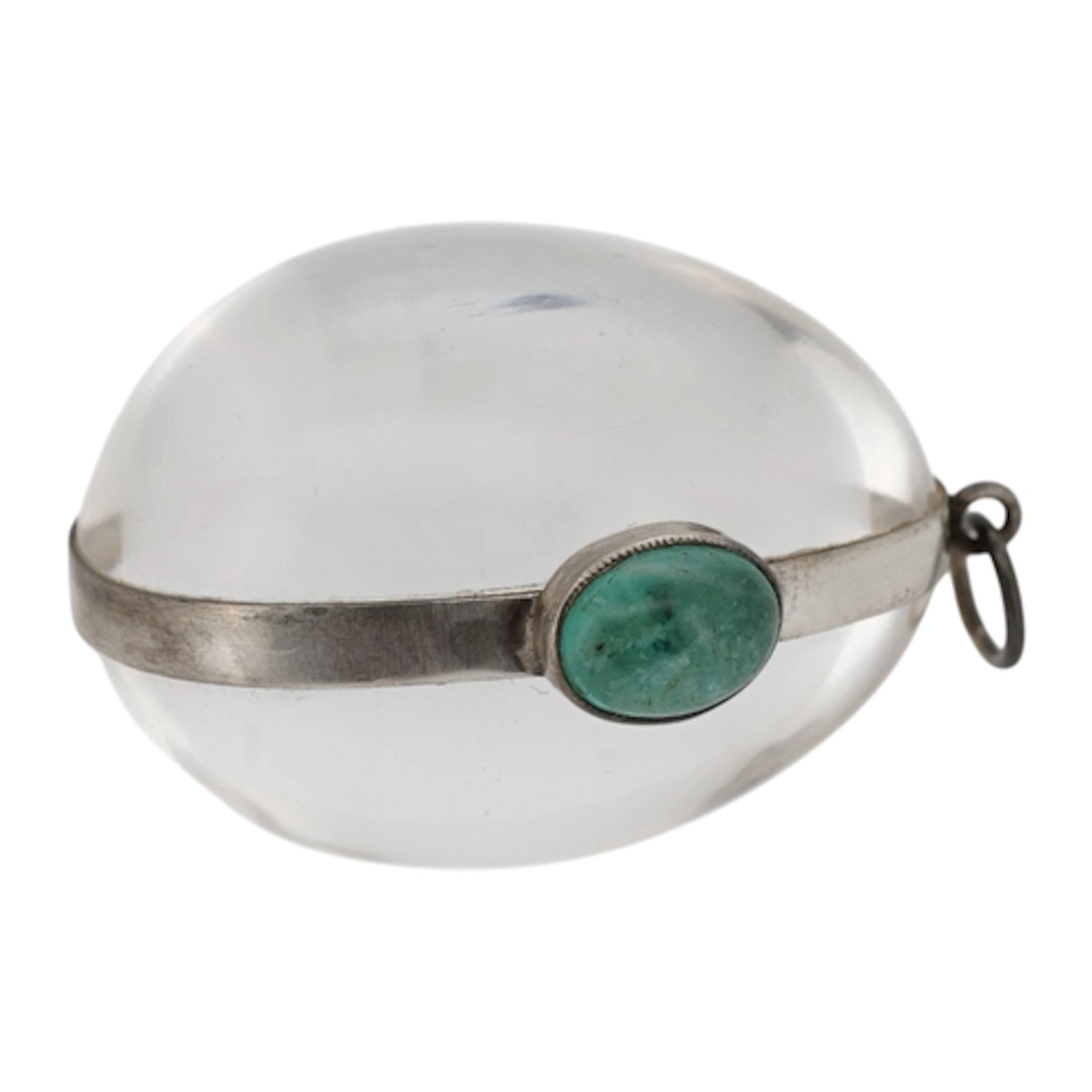 A rock crystal and emerald pendant, designed as a rock cryst...