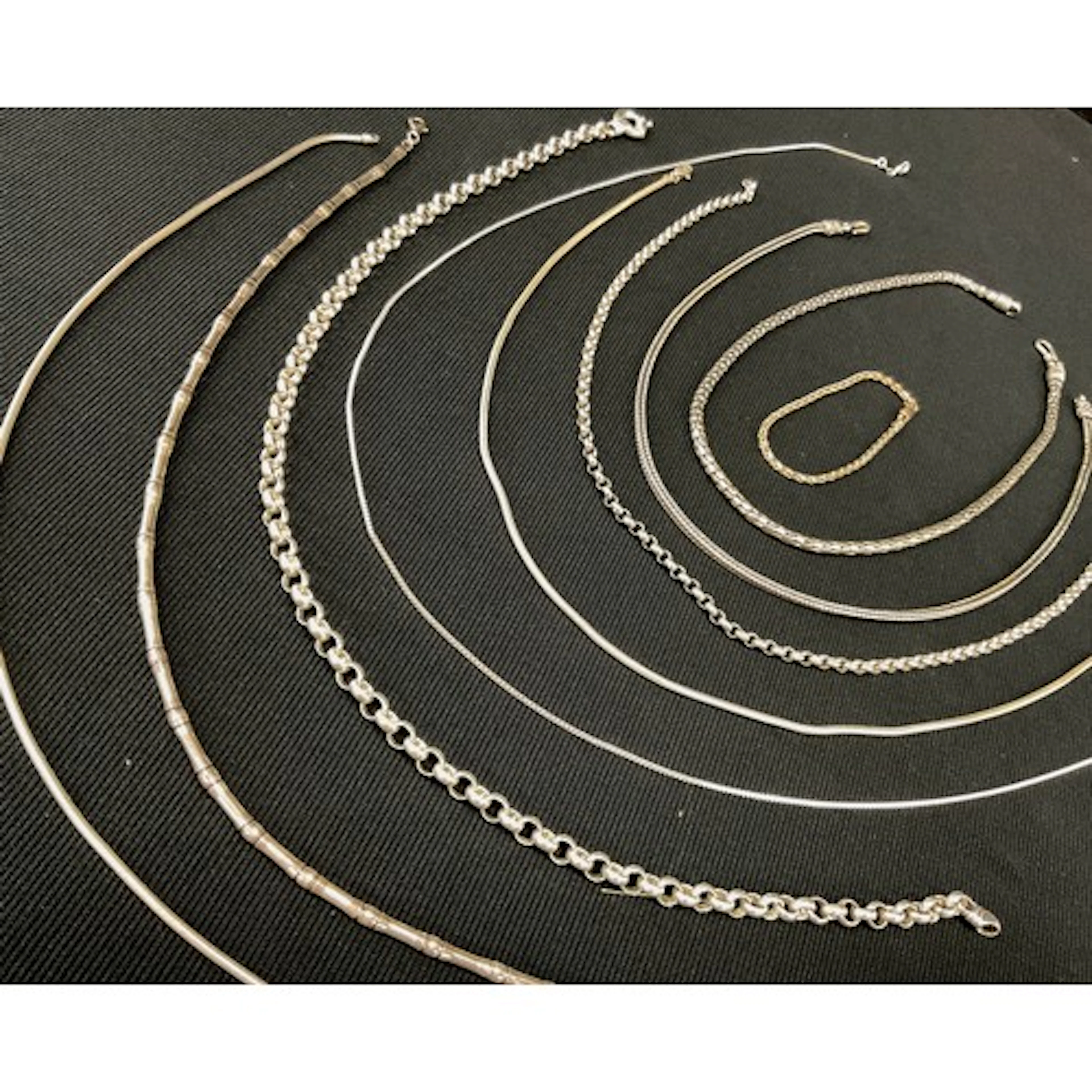 A 925 silver bamboo link necklace, Sheffield import marks, o...