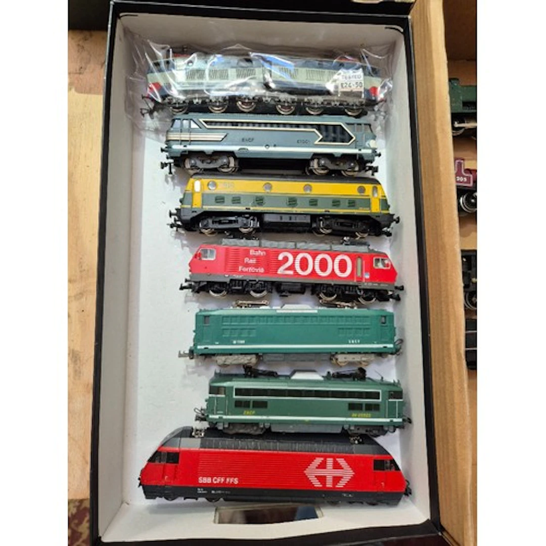A group of assorted model train engines to include Roco & Li...