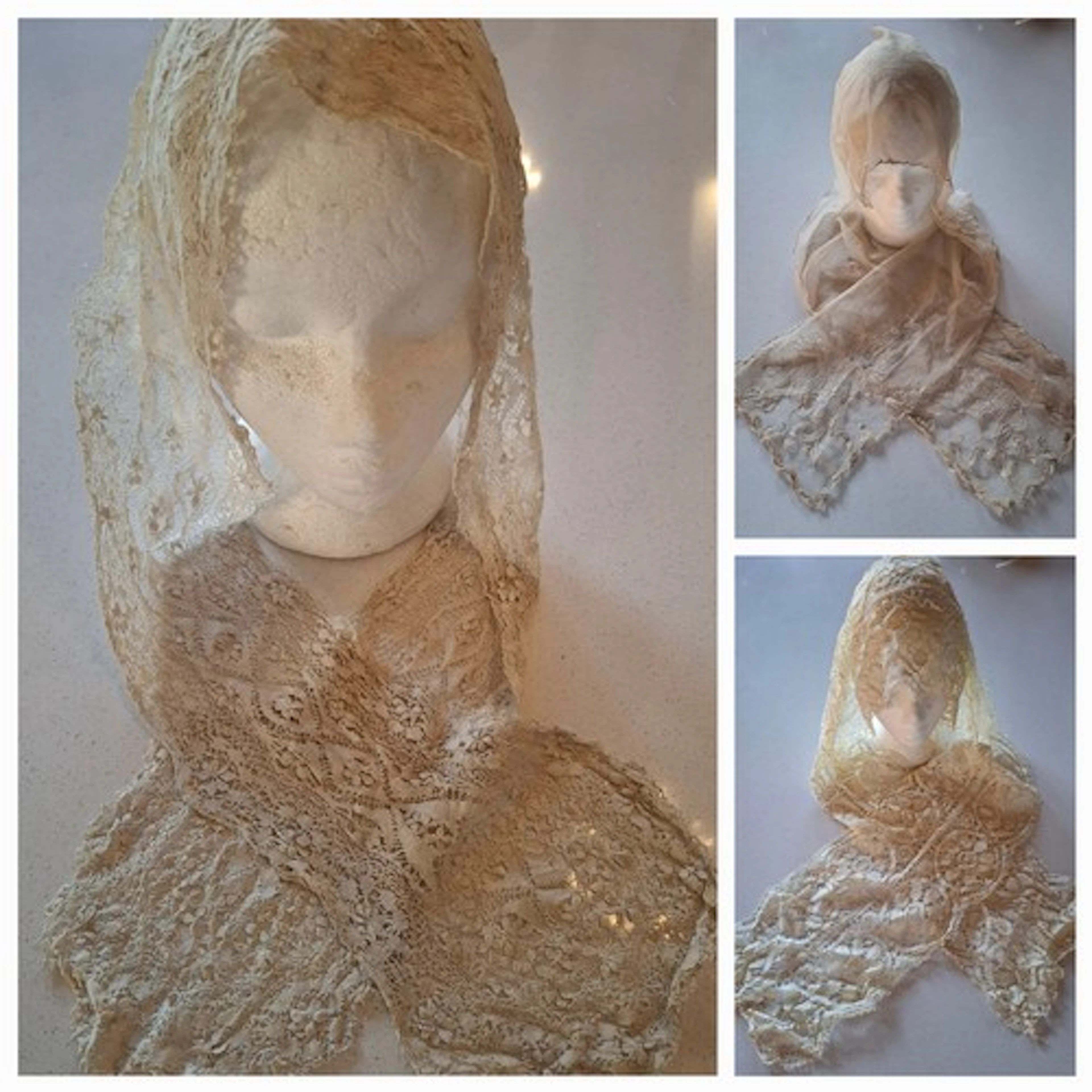Vintage wedding veils, table linen and trimmings to include ...