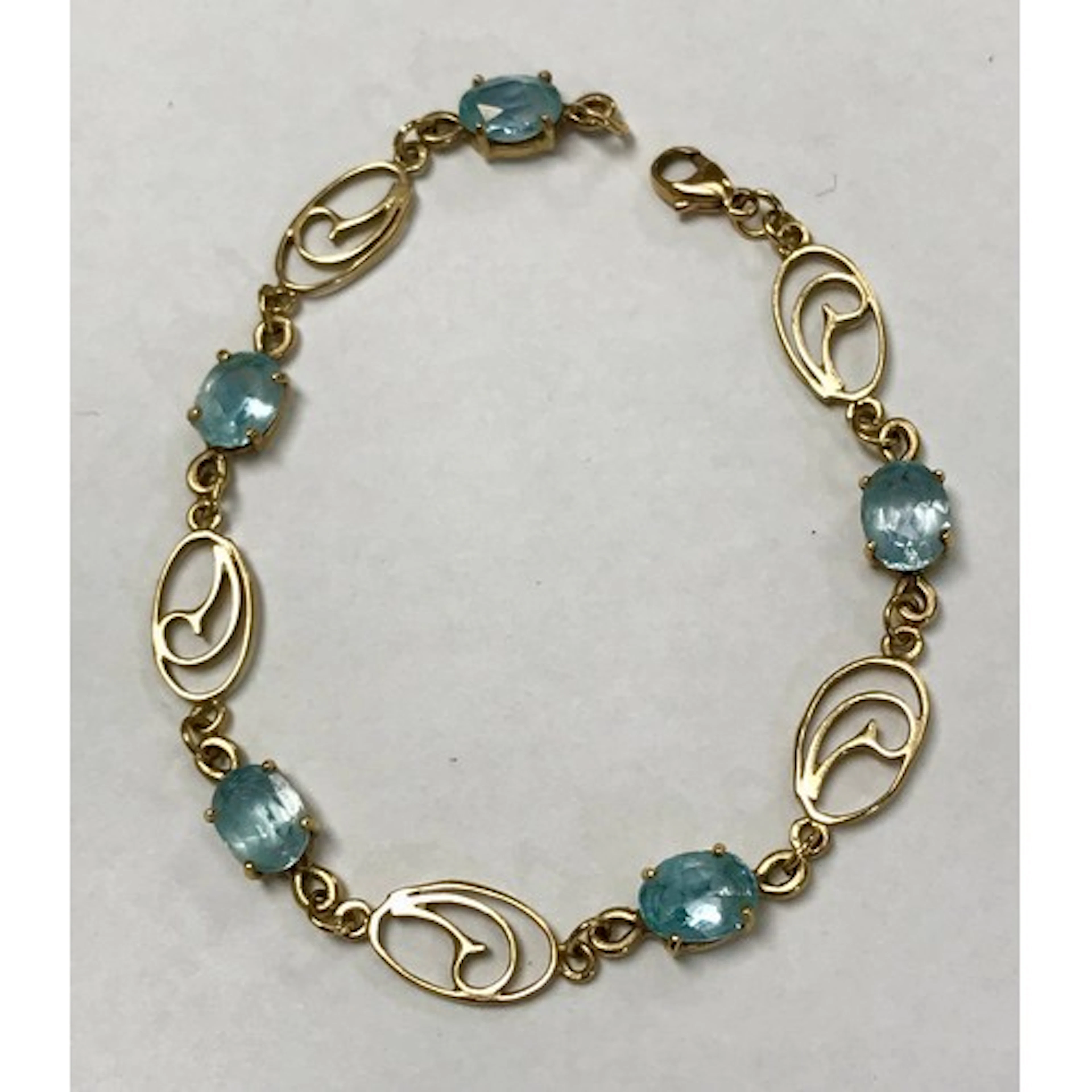 A panel bracelet comprising alternating openwork and synthet...