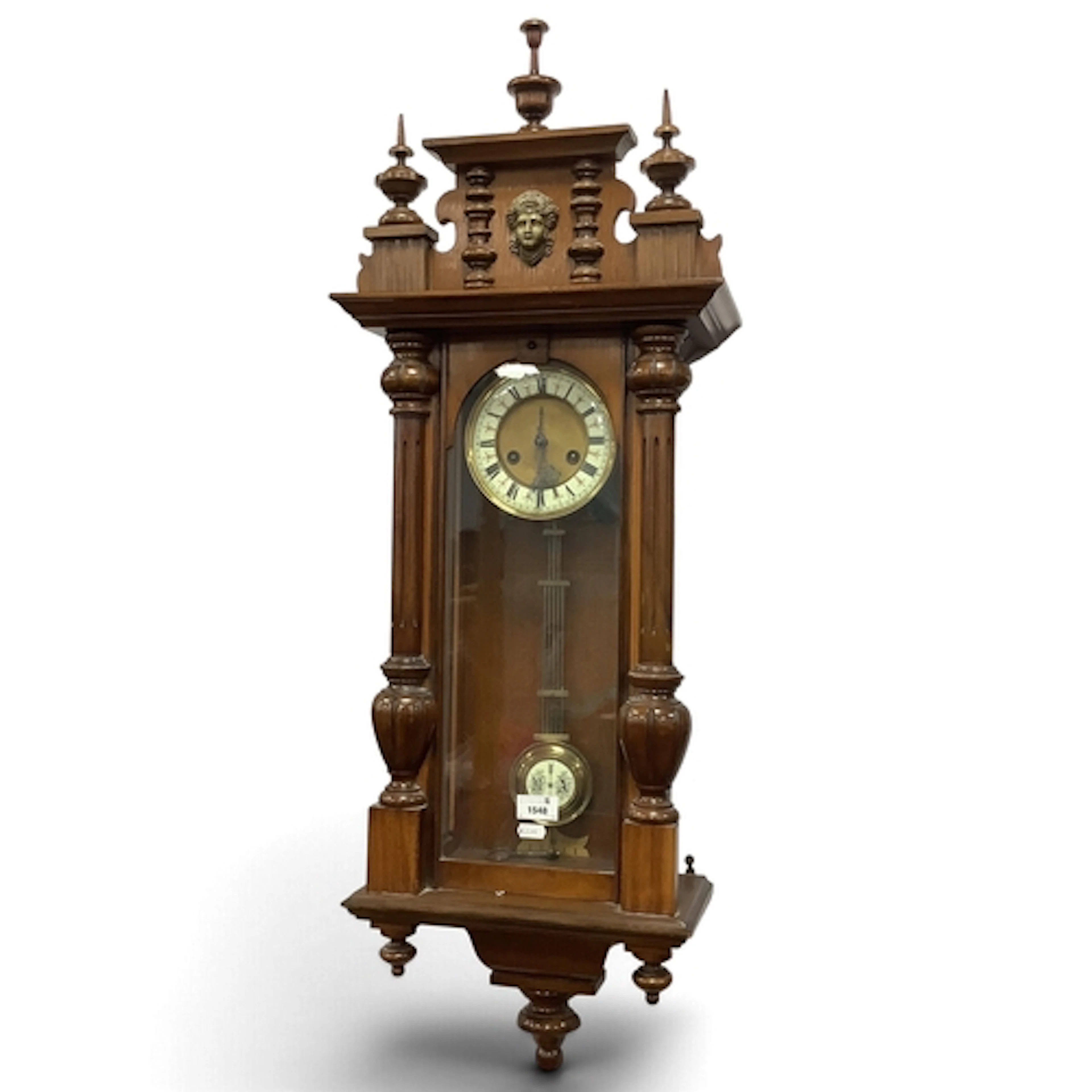 An early 20th century German HAC walnut Vienna-style wall cl...