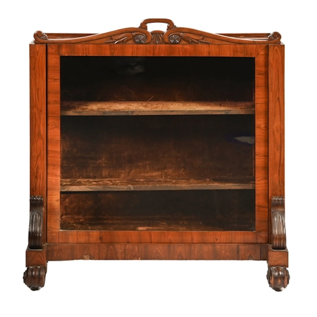 An unusual early Victorian rosewood cabinet, with plush line...