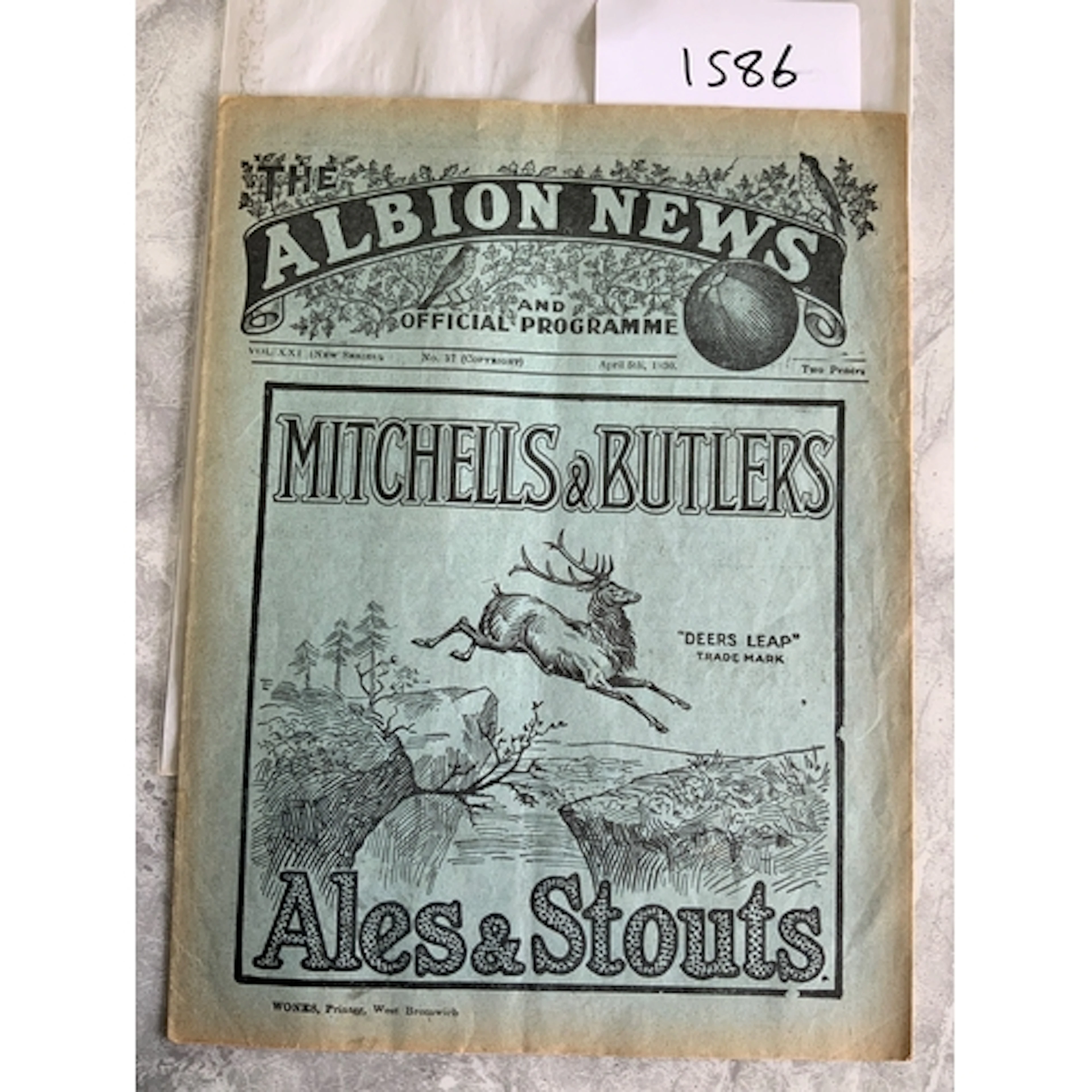 29/30 West Brom v Reading Football Programme: Very good cond...