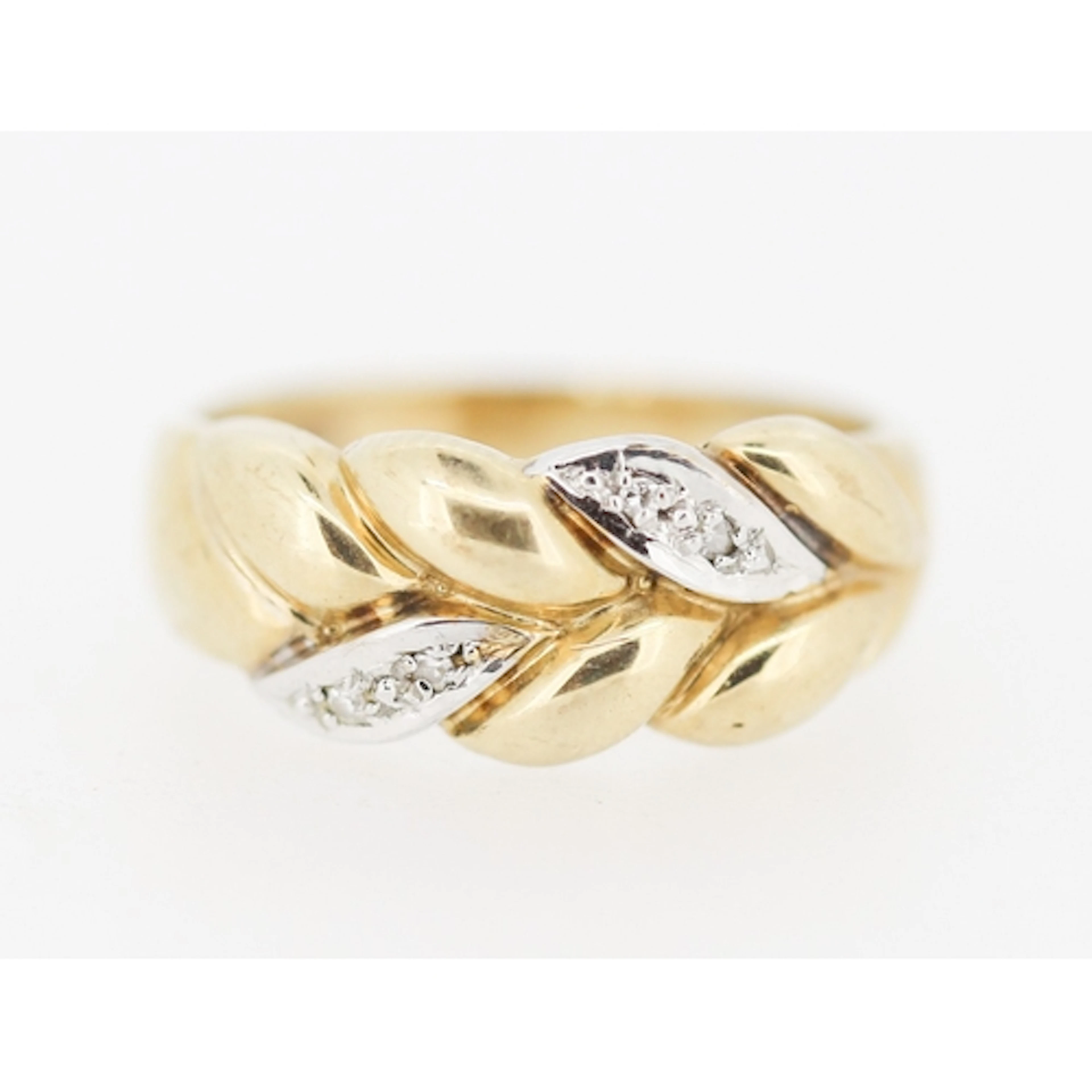Diamond Set Braid Motif Ring Mounted in 9 Carat Yellow Gold ...