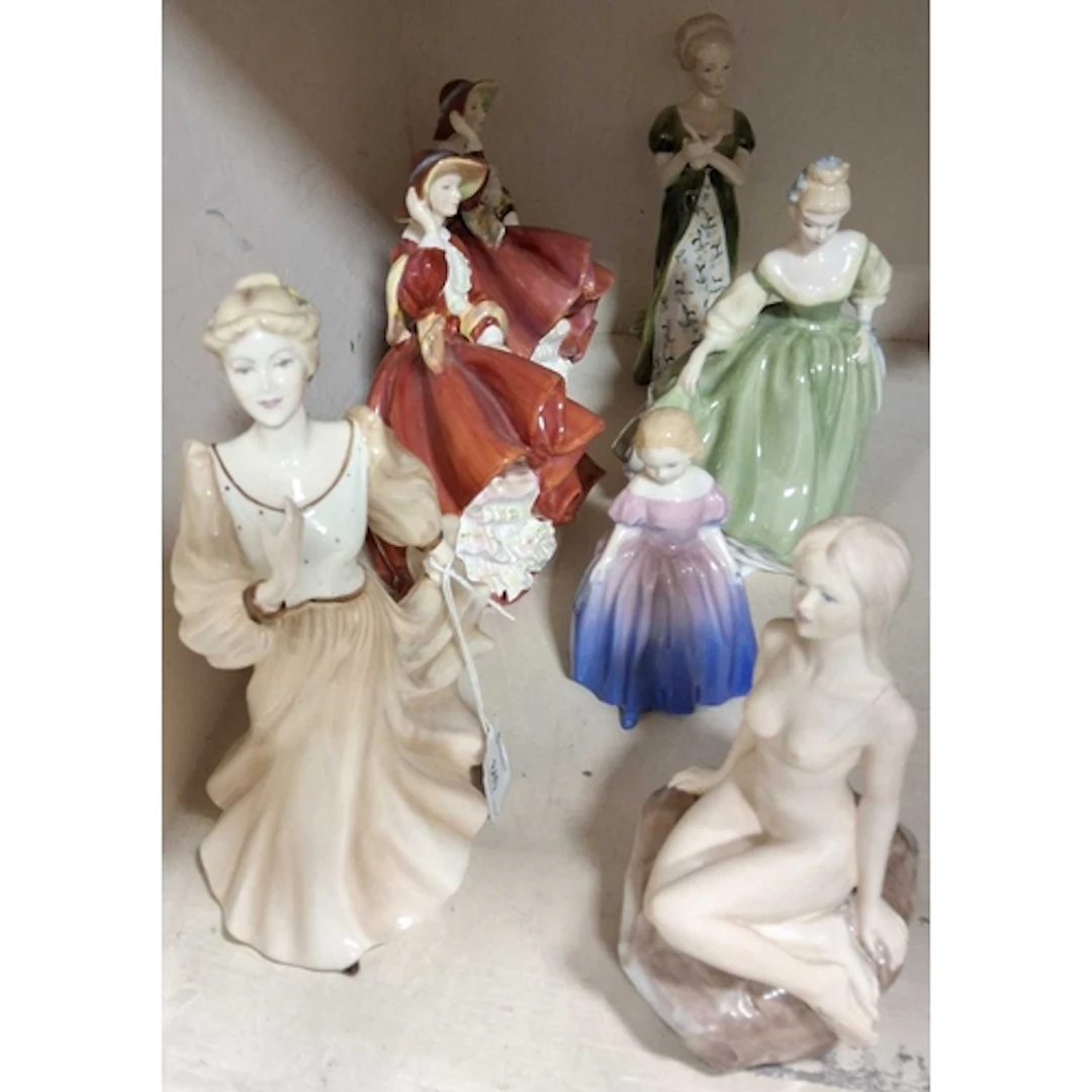 A GROUP OF COALPORT AND ROYAL DOULTON FIGURES, comprising Ro...