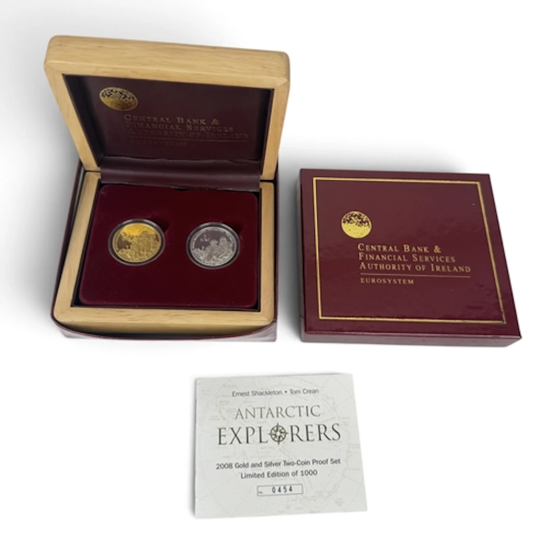 ANTARCTIC EXPLORERS 2008 GOLD AND SILVER TWO-COIN PROOF SET ...
