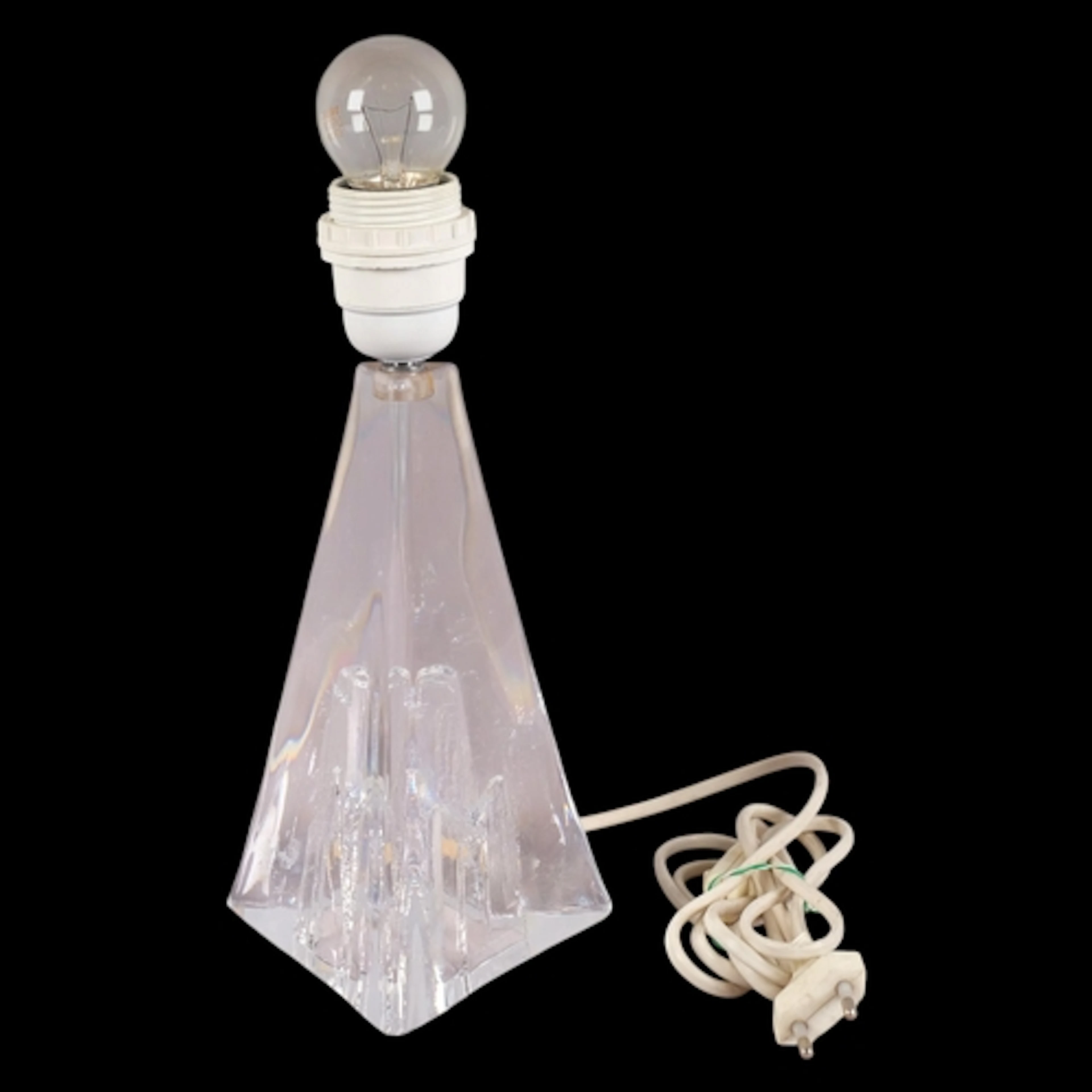 Daum, France , a clear glass lamp base with internal iceberg...