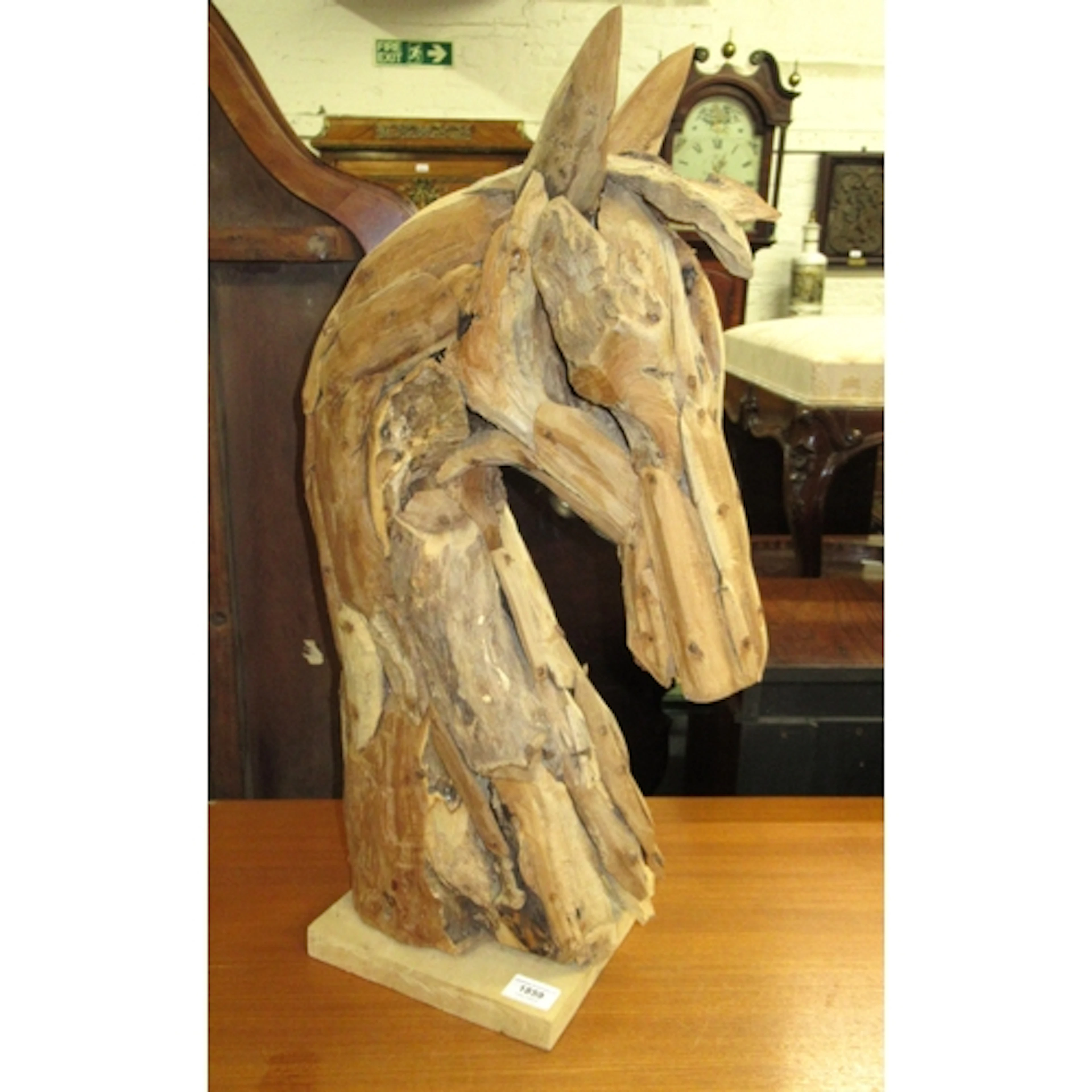 Driftwood horse head sculpture, 70cm high