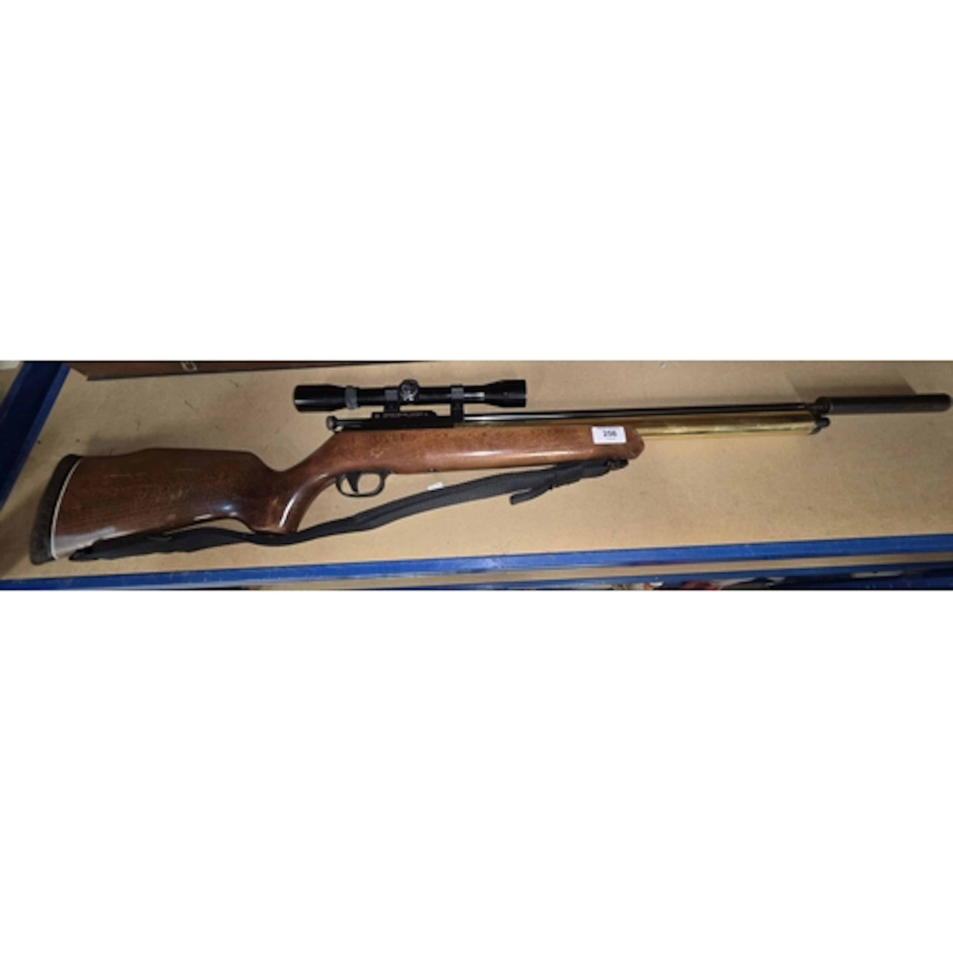 A vintage Daystate Huntsman PCP air rifle with scope.