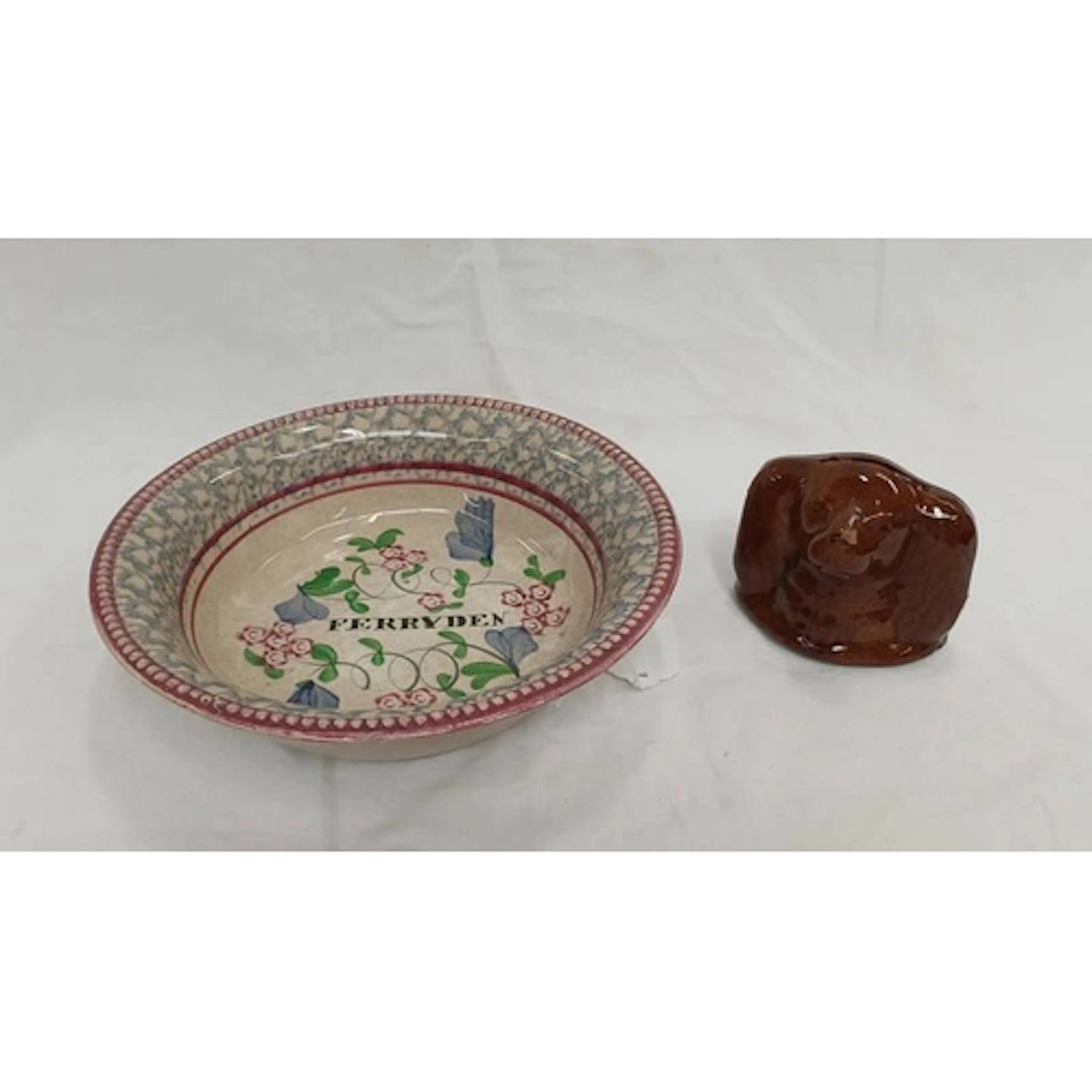 19TH CENTURY SCOTTISH POTTERY SPONGE WARE BOWL DECORATED WIT...