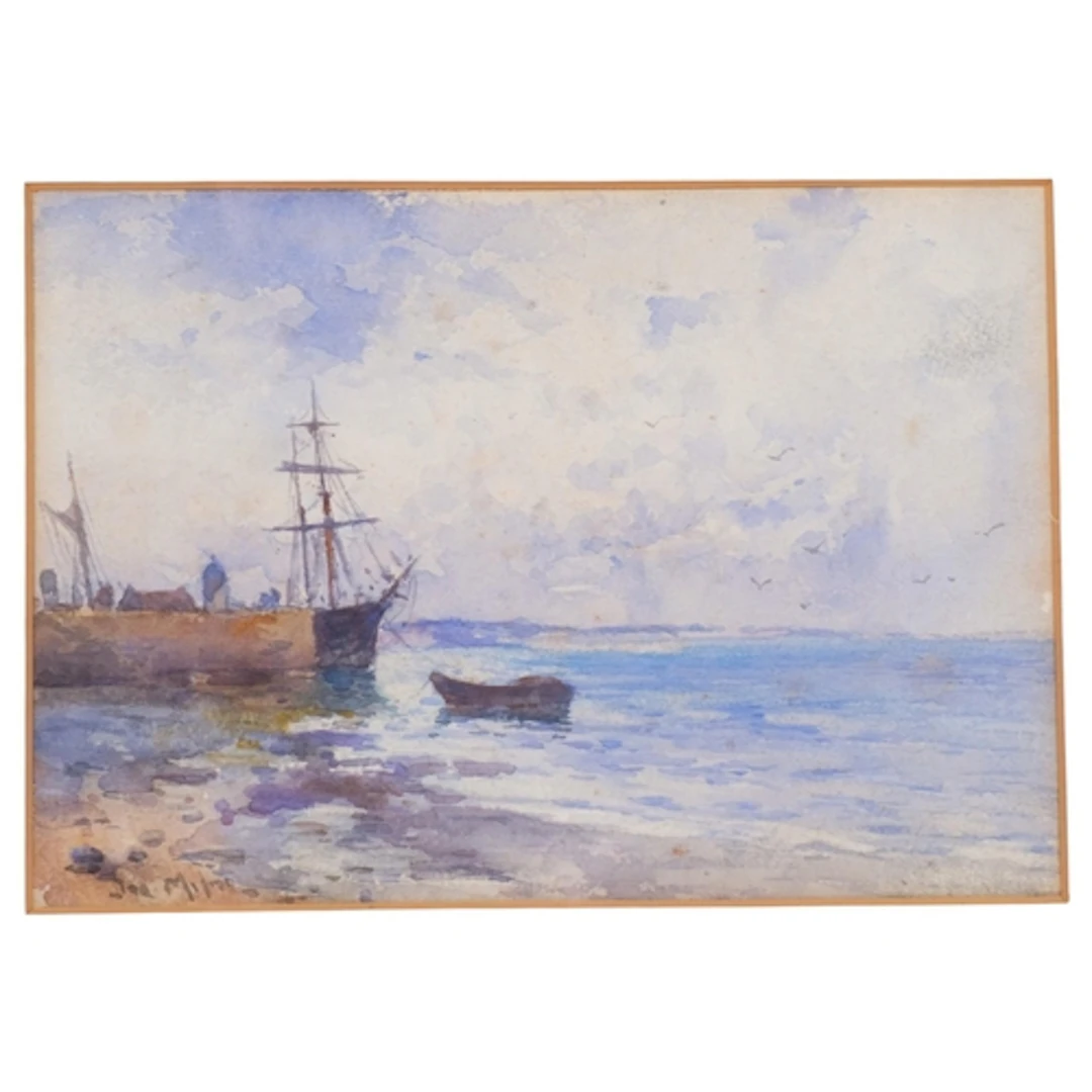 Joseph Milne (1856/61 - 1911), Scottish coastal scene, water...