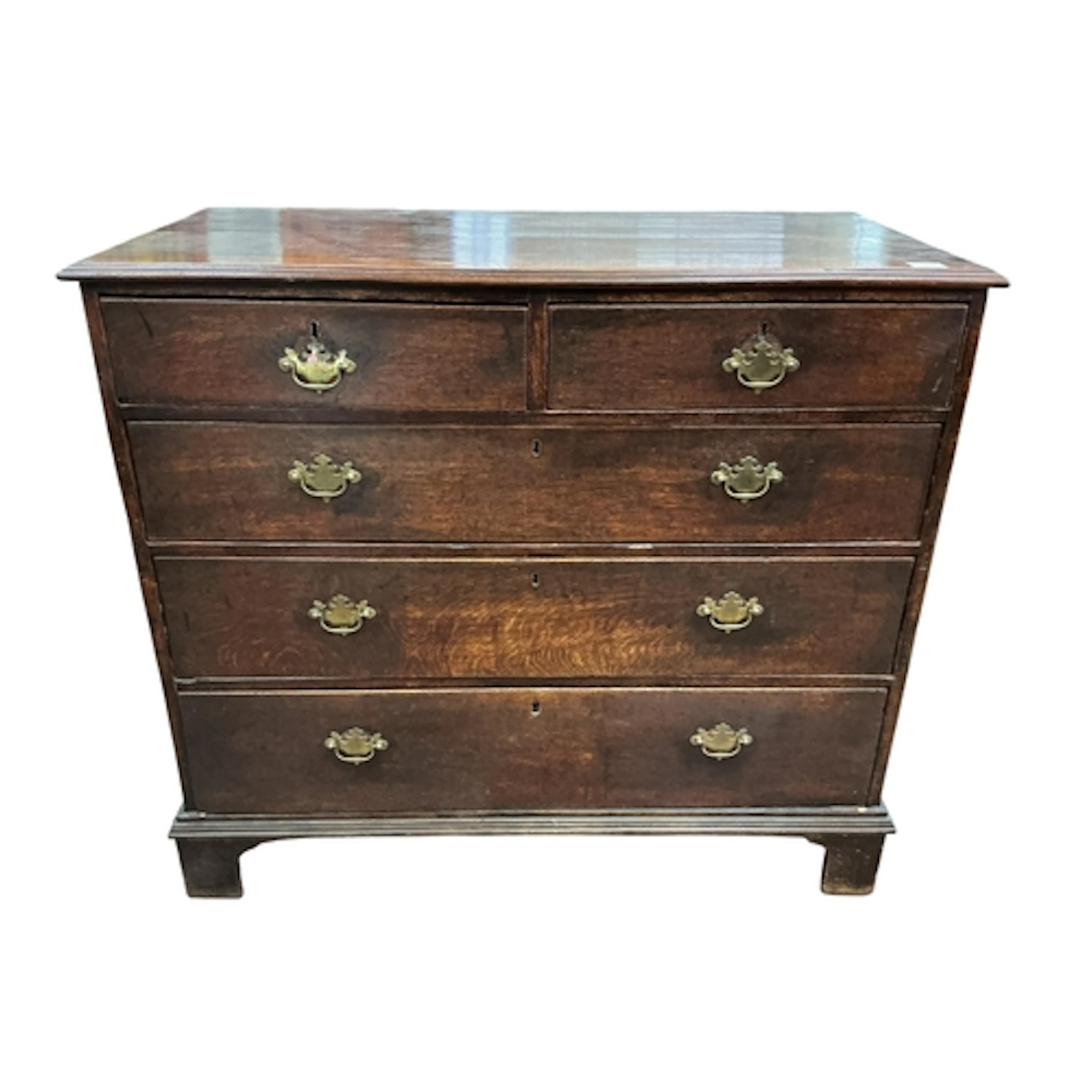 A George III oak chest of drawers, width 110cm, depth 53cm, ...