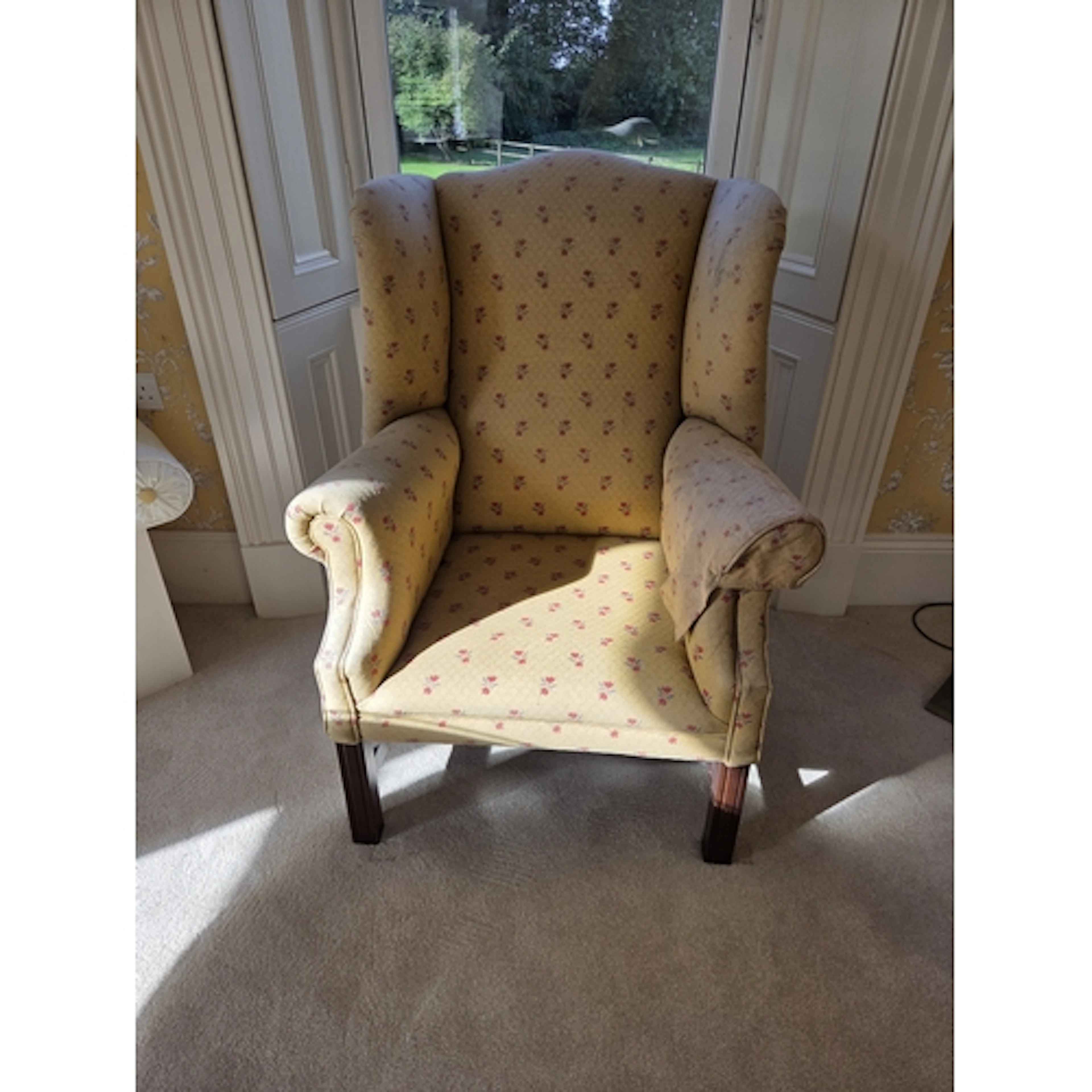 A modern Mahogany show frame Wingback Chair of good size. W ...