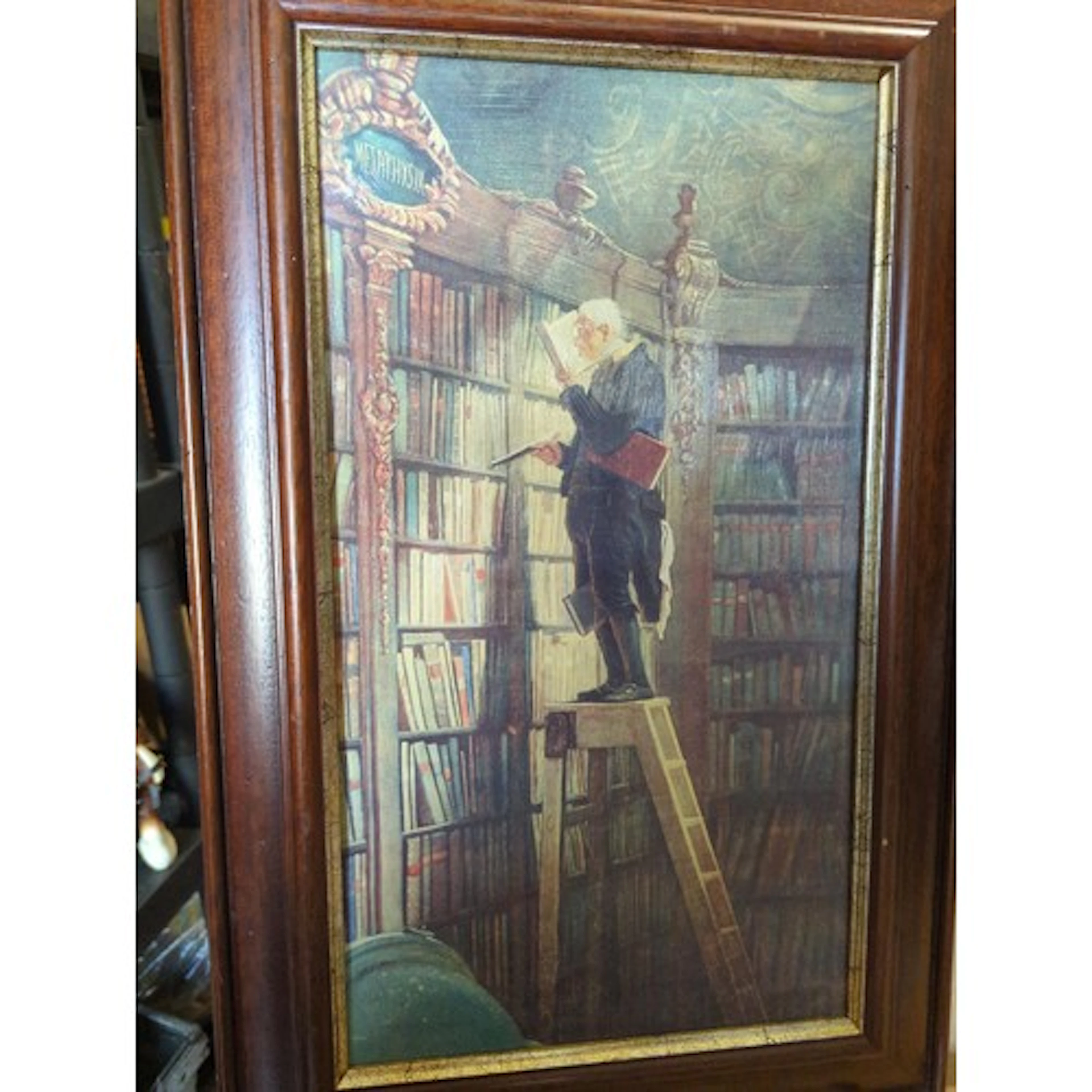 The Bookworm by K Spitzweg (print). 60cm x 38cm.