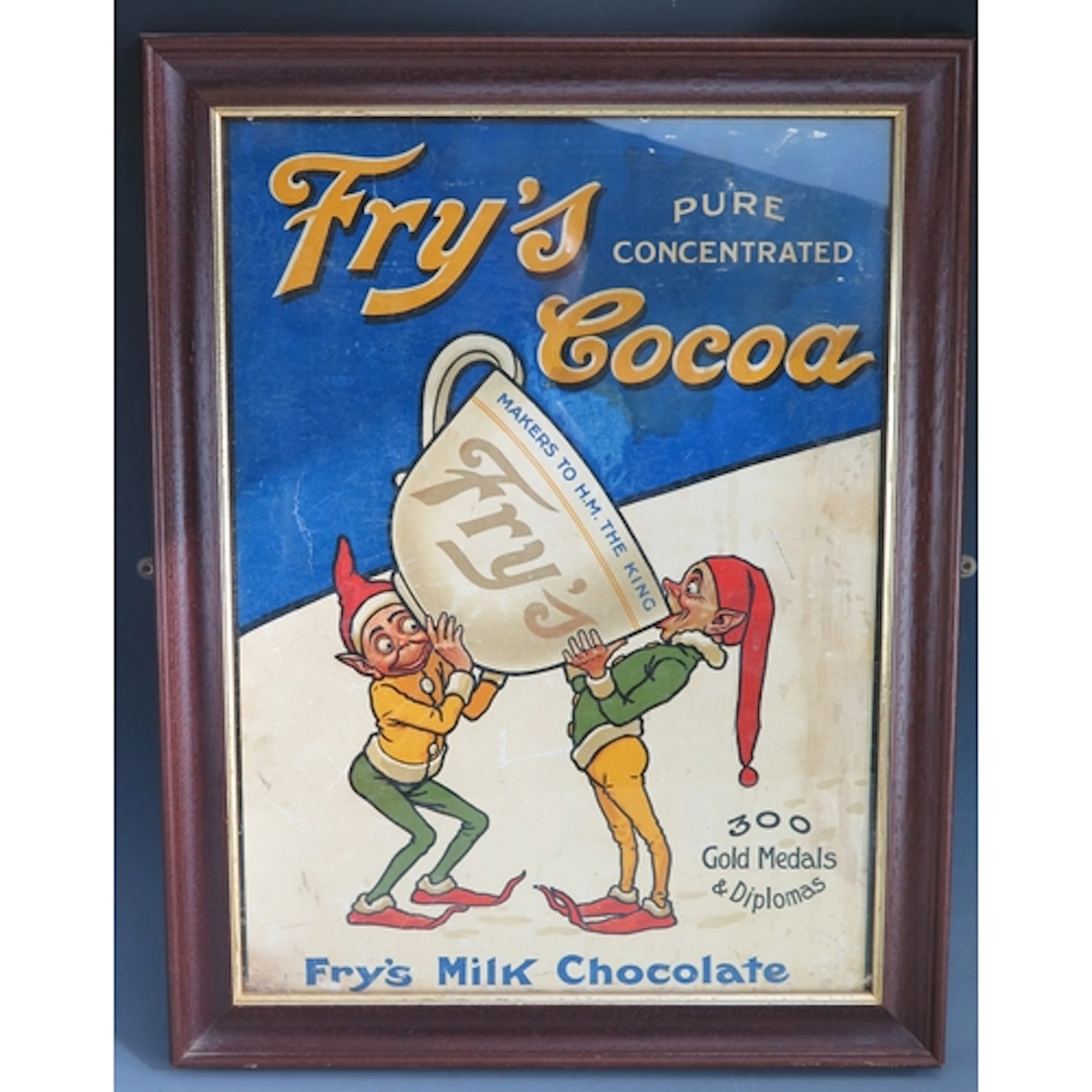 Fry's Cocoa advertising poster on card, polychrome scene dep...