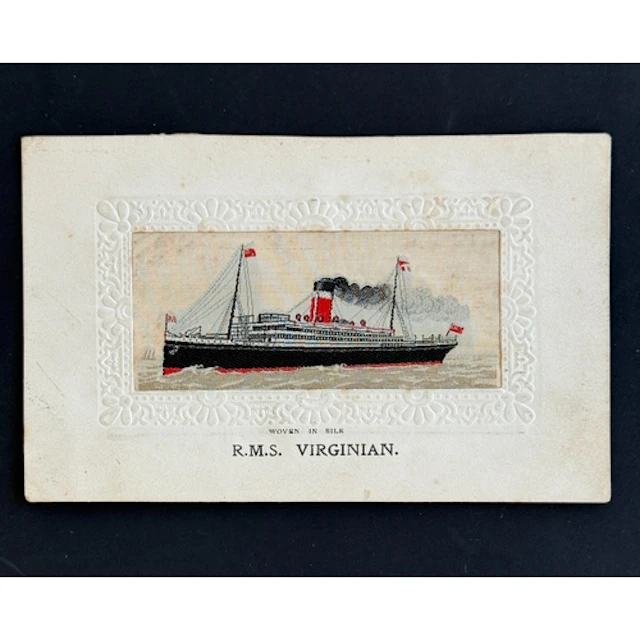 RMS Titanic: RMS Titanic: RMS Virginian silk postcard, post...