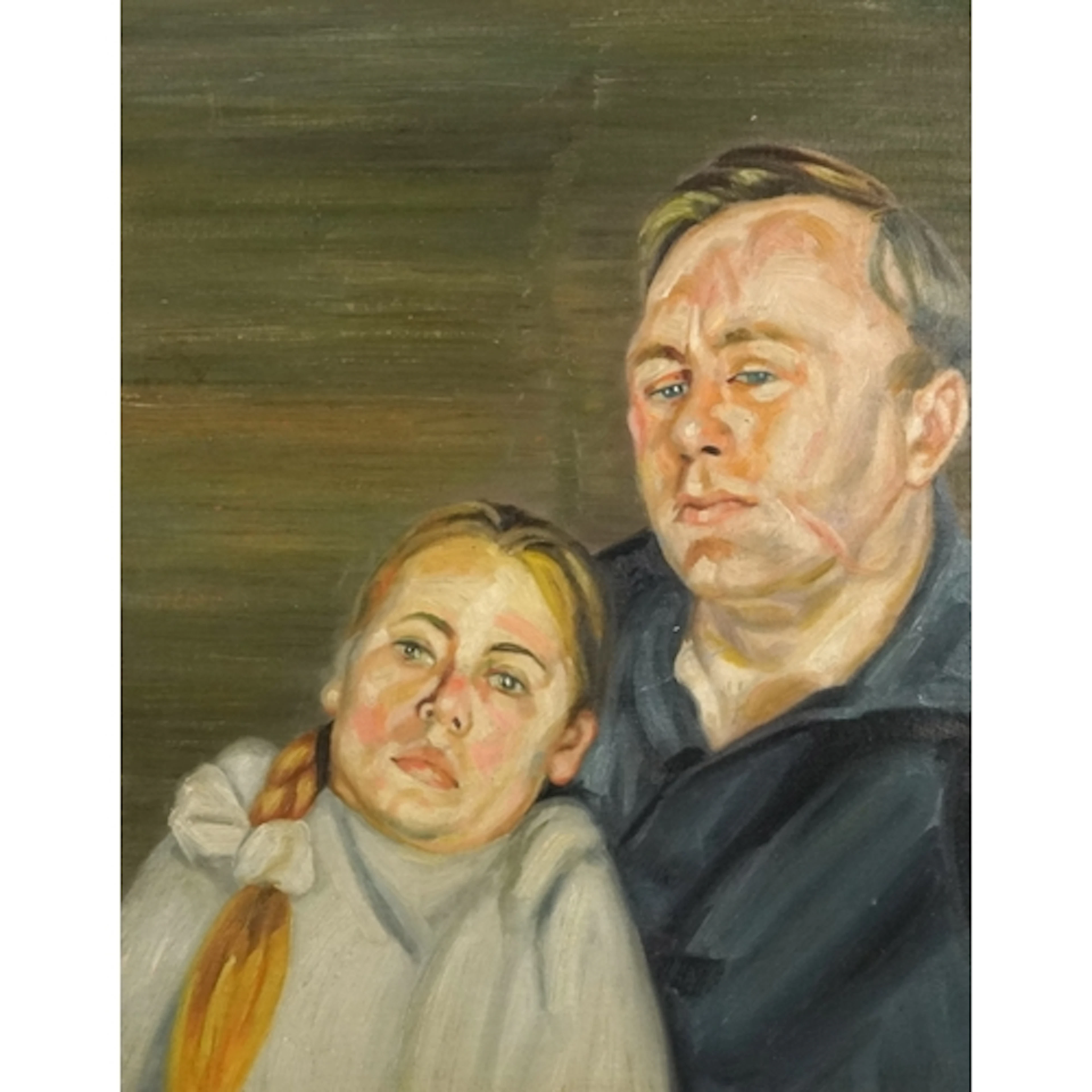 Manner of Lucian Freud - Portrait of a male and female, oil ...