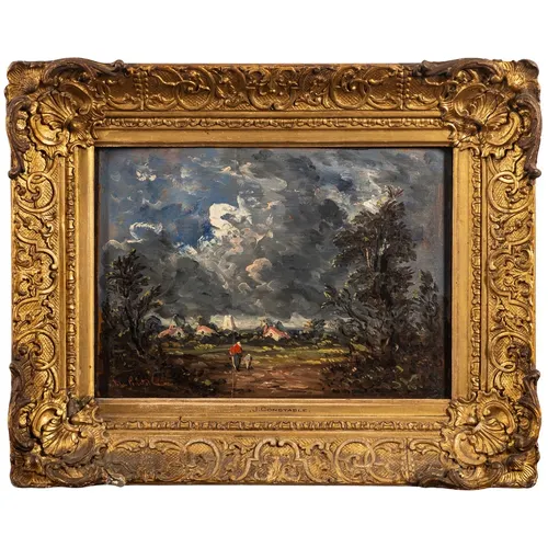 In the manner of John Constable - Landscape with figures an...
