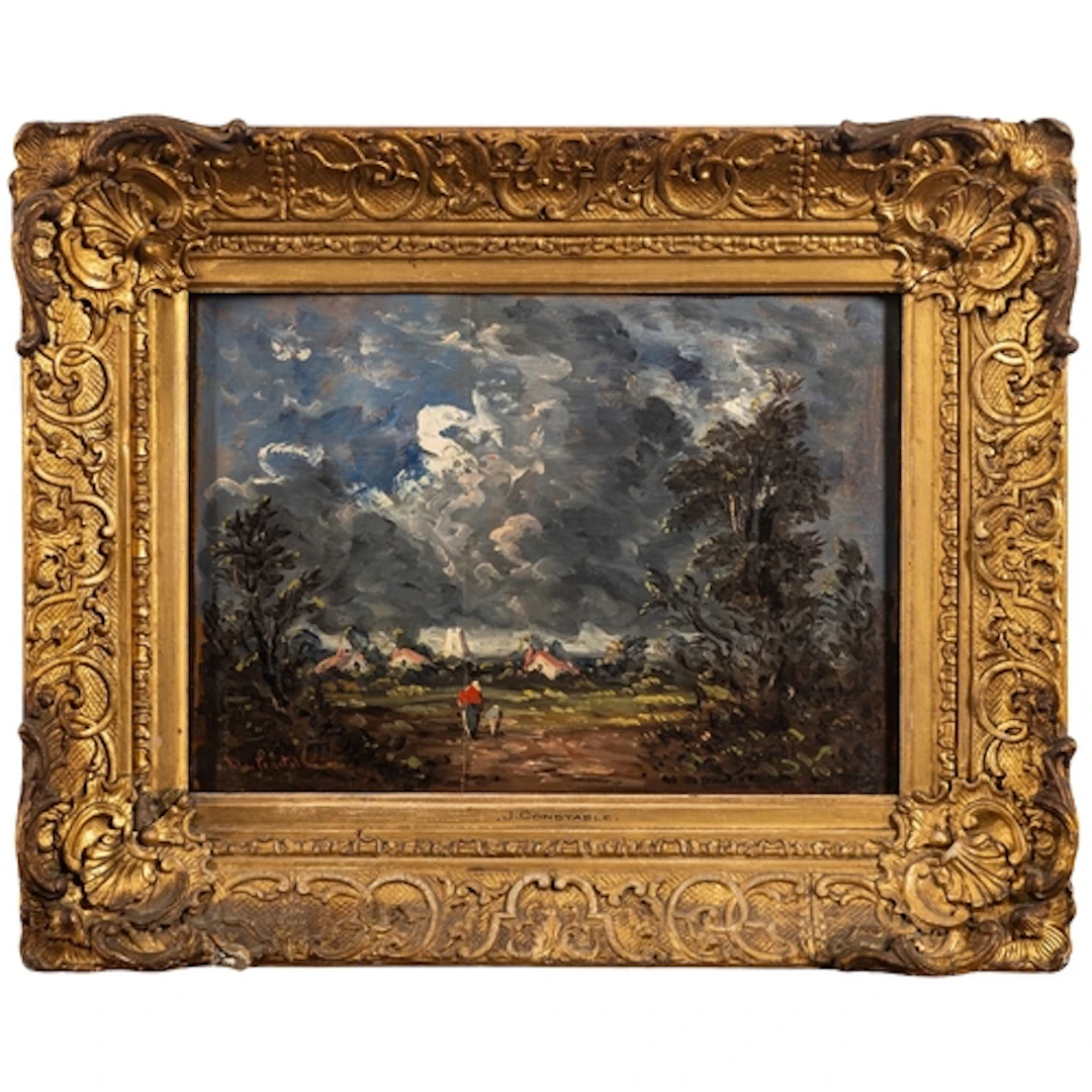 In the manner of John Constable - Landscape with figures an...