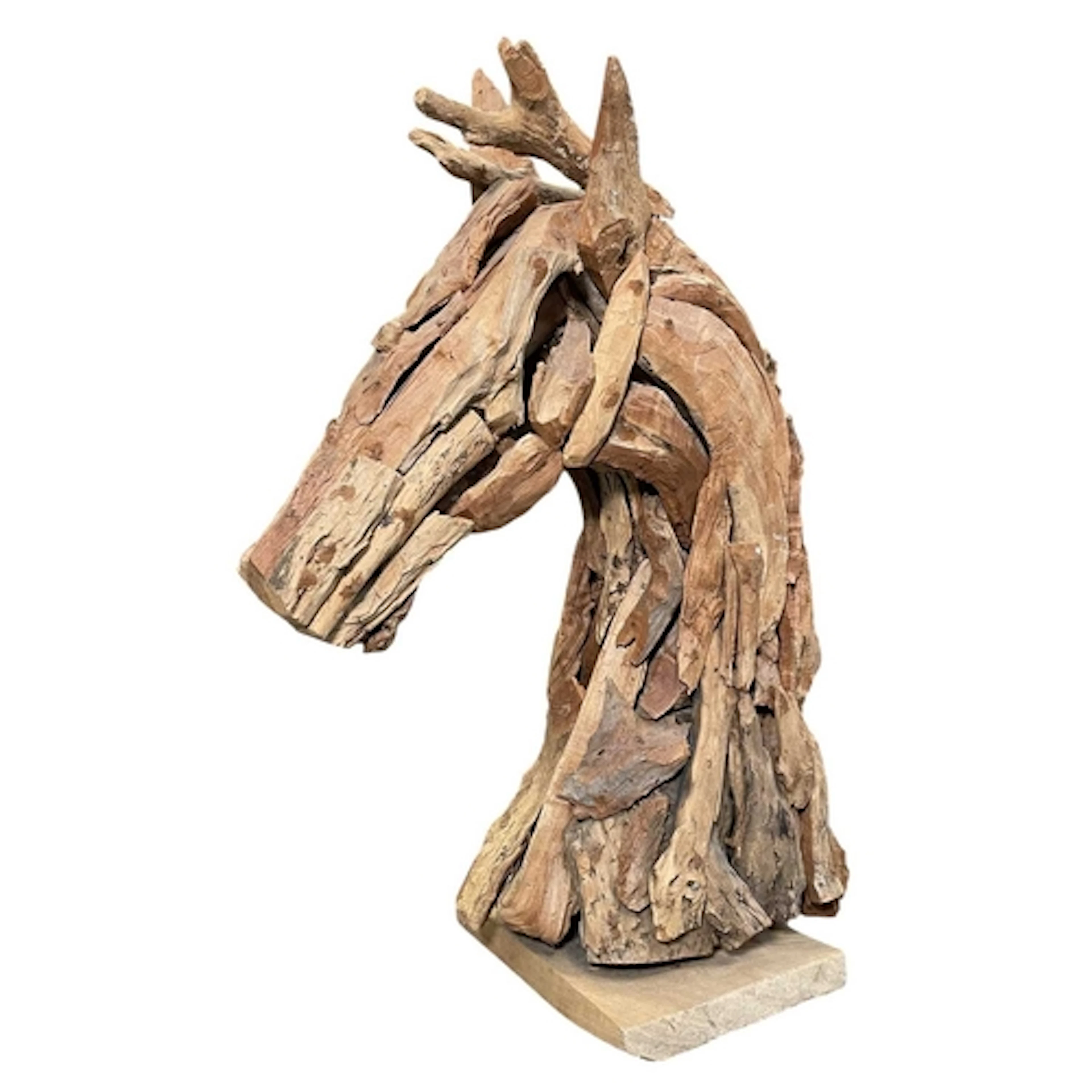 A large contemporary driftwood sculptural model of a Horse's...