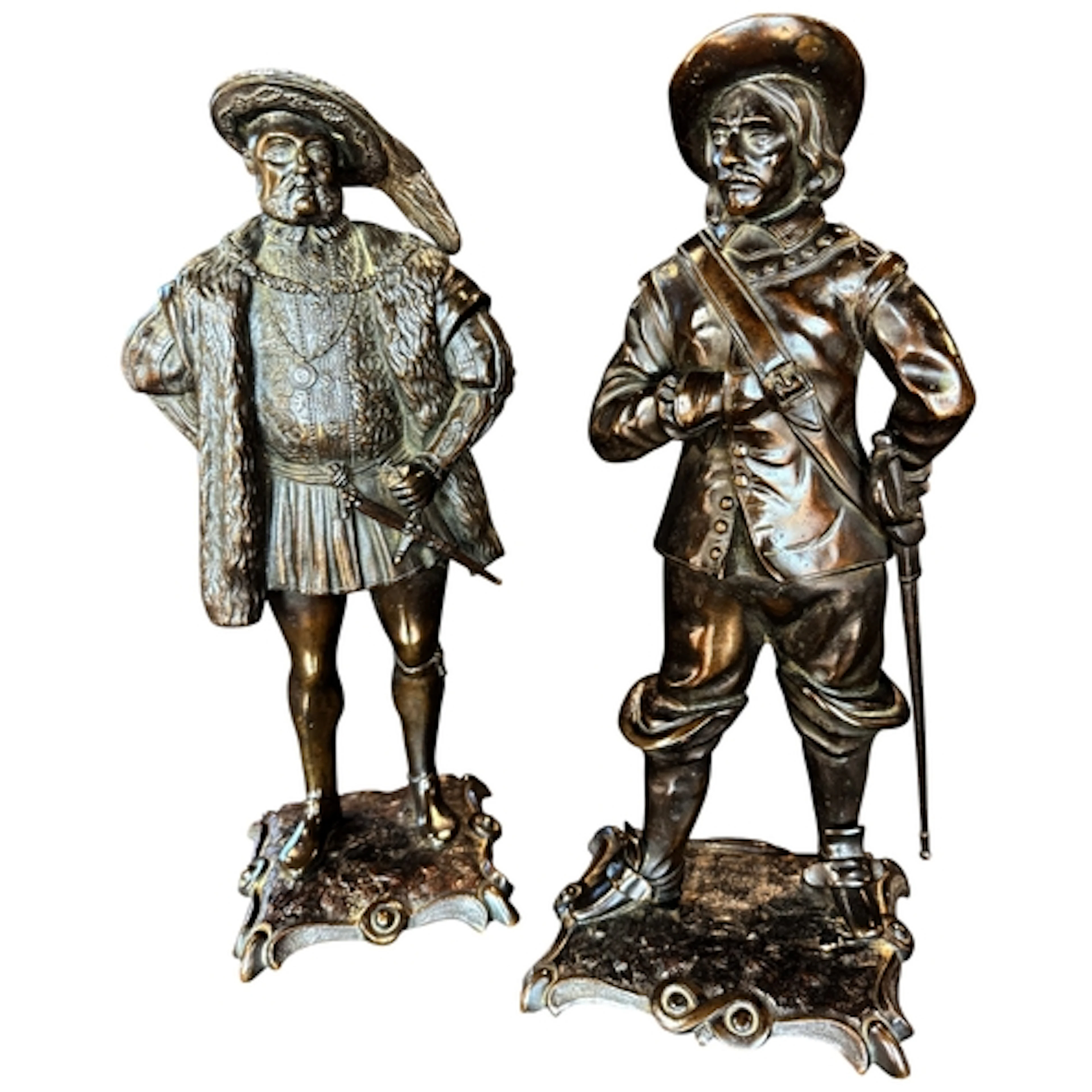 Two early 20th century patinated bronze figures of Henry VII...