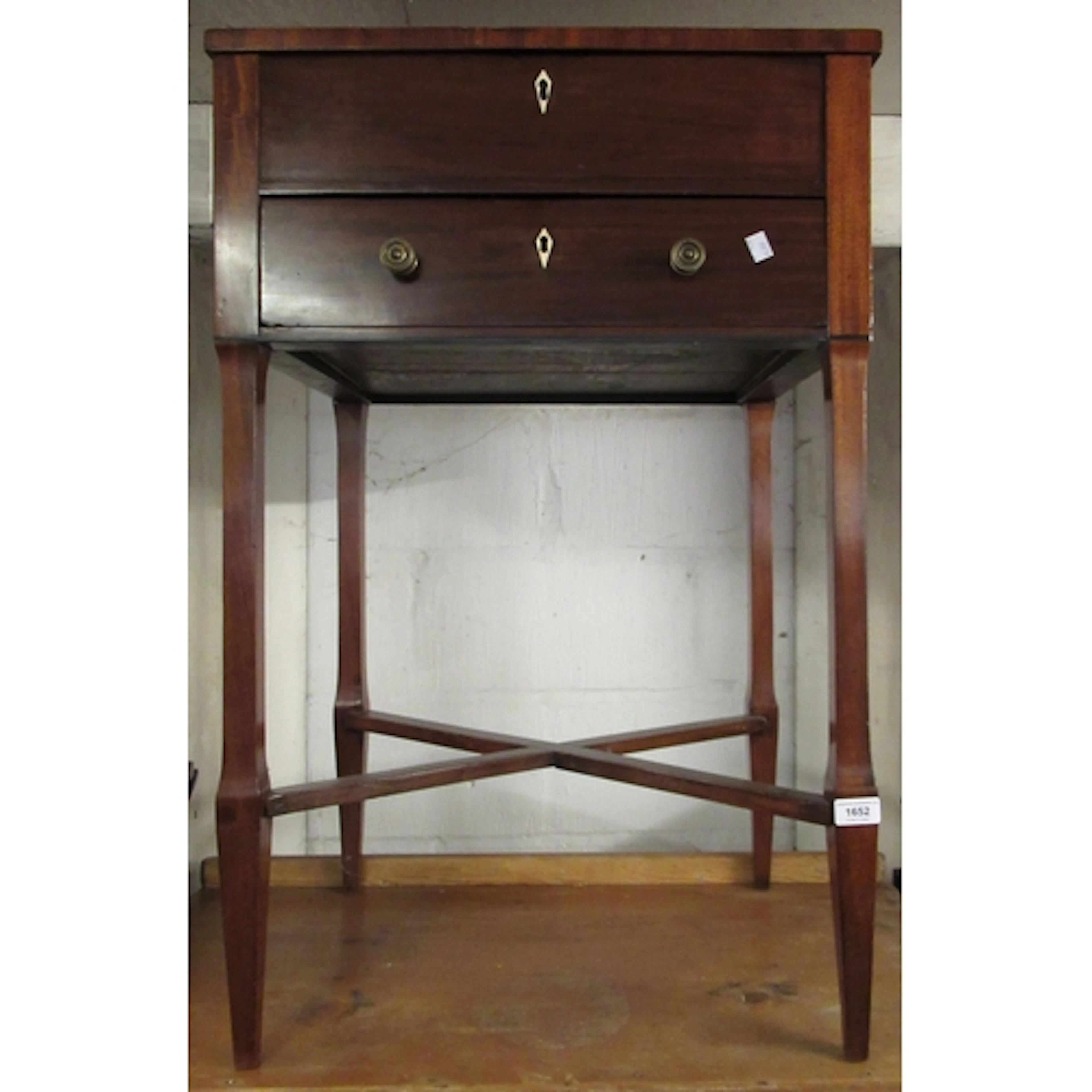 George III mahogany rectangular work table, on tapering supp...